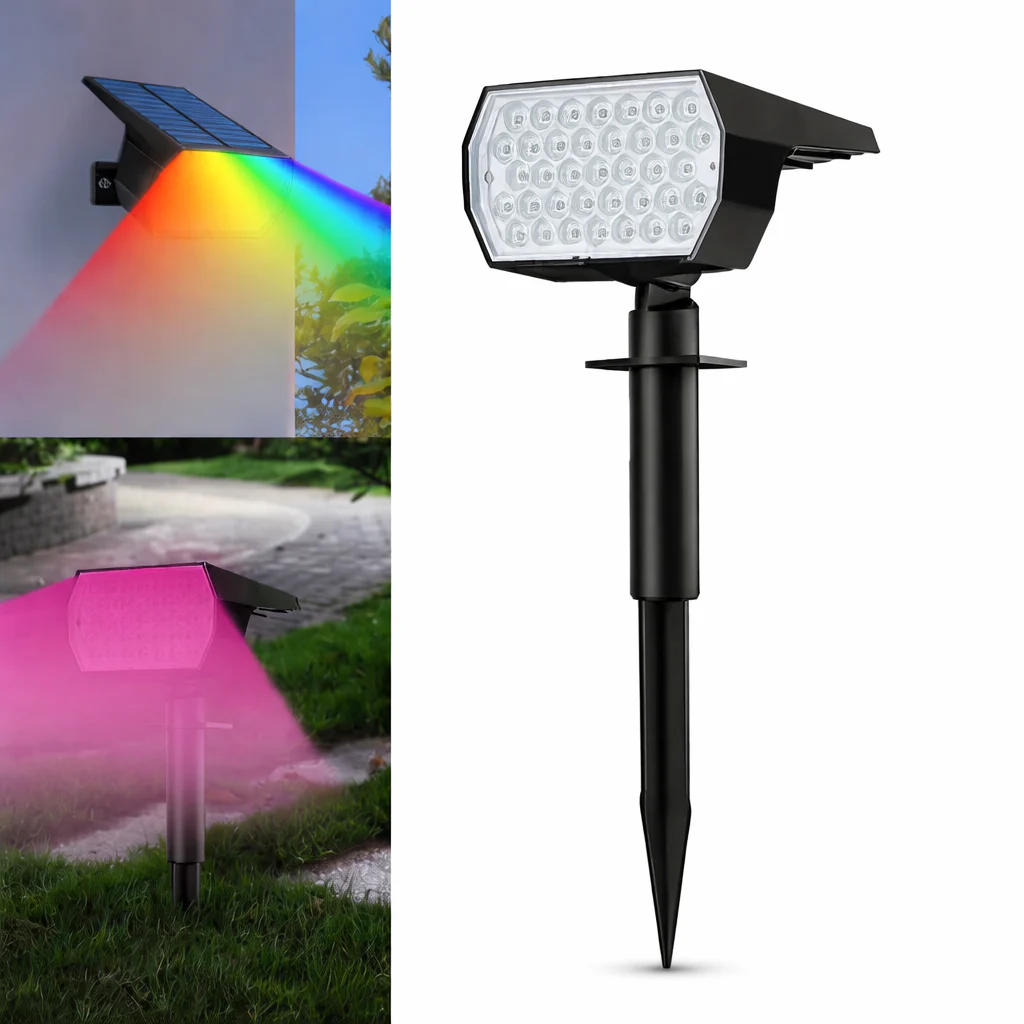 RGB Solar Landscape Spotlights Outdoor Waterproof LED Lights for Garden Decor - Image 6