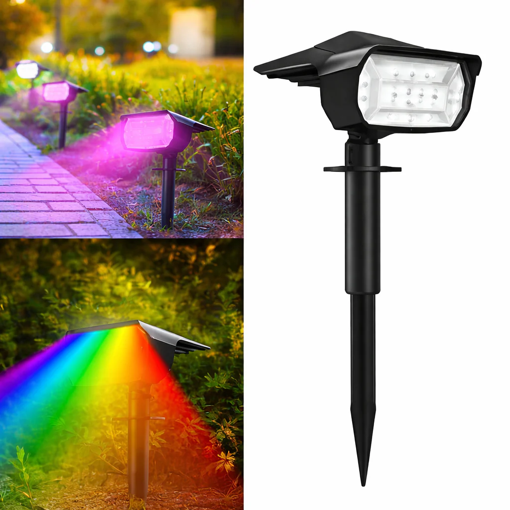 RGB Solar Landscape Spotlights Outdoor Waterproof LED Lights for Garden Decor - Image 7