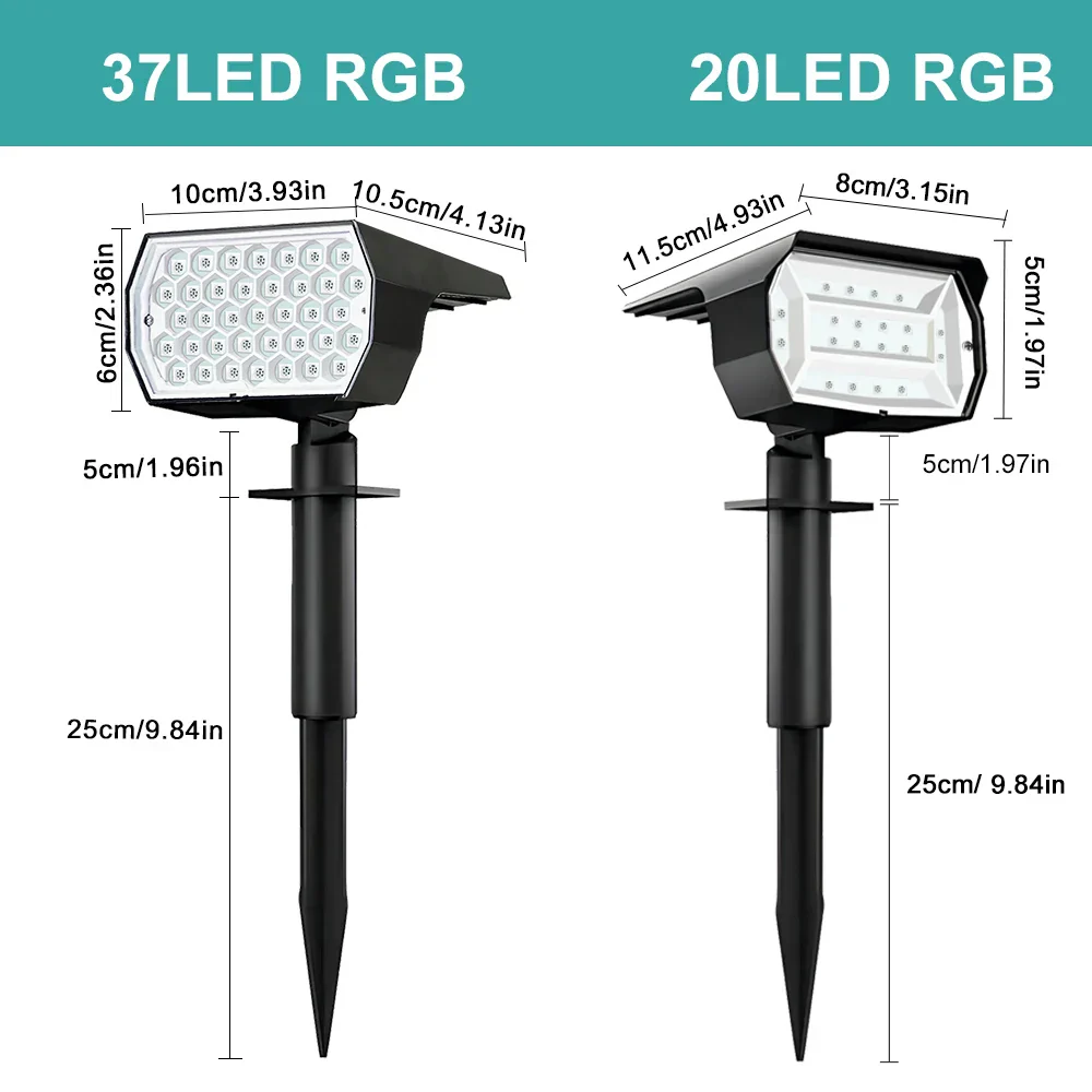 RGB Solar Landscape Spotlights Outdoor Waterproof LED Lights for Garden Decor - Image 8