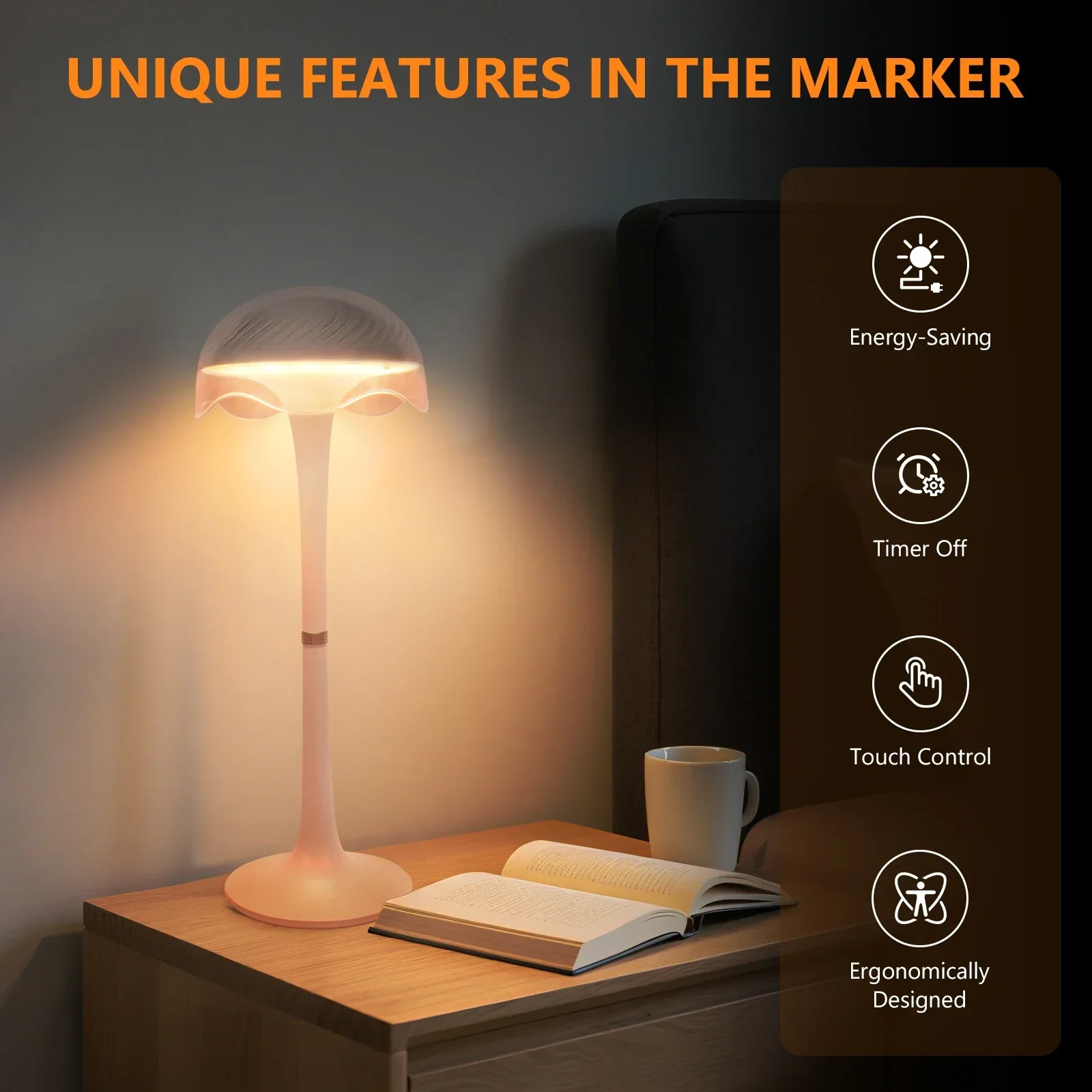 RGB Touch Desk Lamp Rechargeable Eye Care Bedside Night Light for Bedroom - Image 3