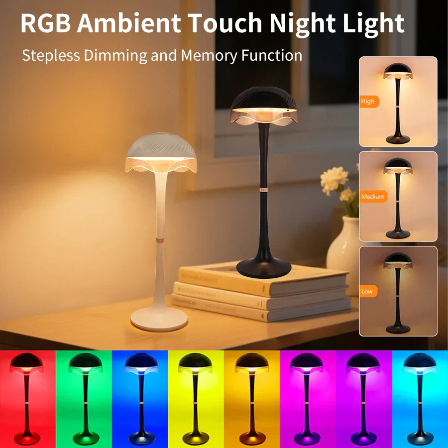 RGB Touch Desk Lamp Rechargeable Eye Care Bedside Night Light for Bedroom - Image 4