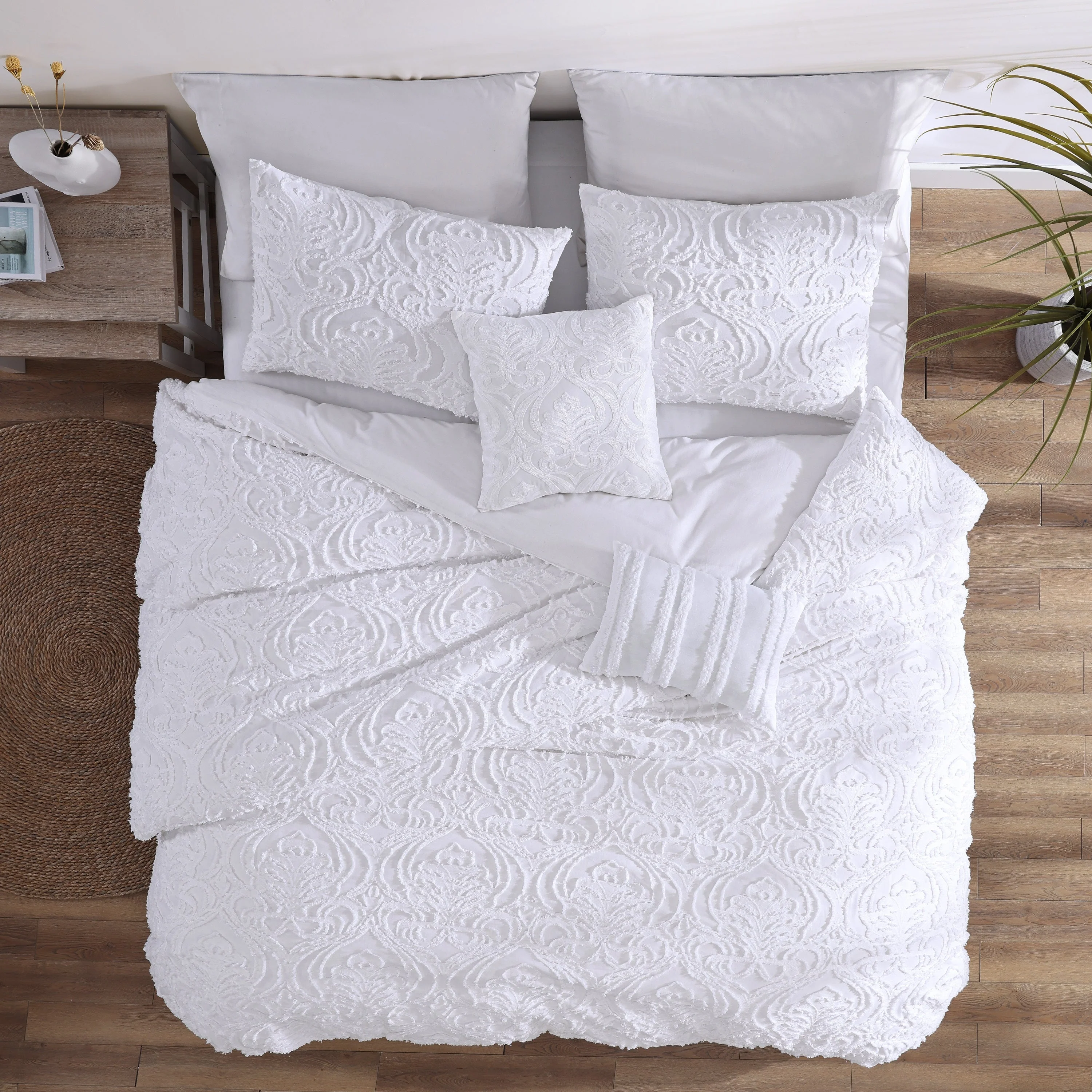 Rhapsody 6 Pc Cotton Clip Jacquard Bedding Ensemble - Image 5