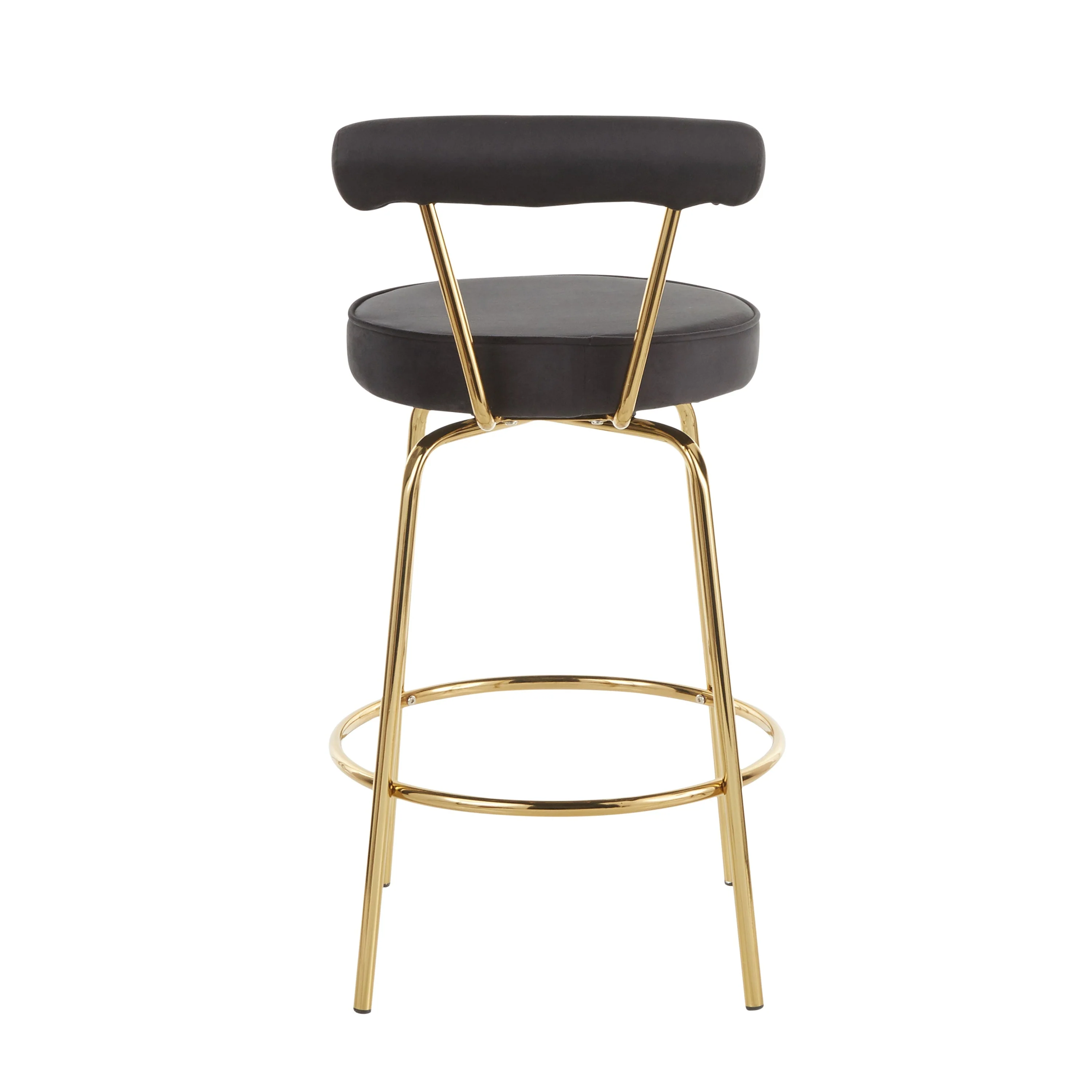 Rhonda Glam Counter Stool in Gold Metal and Black Velvet by LumiSource - Set of 2 - Image 5