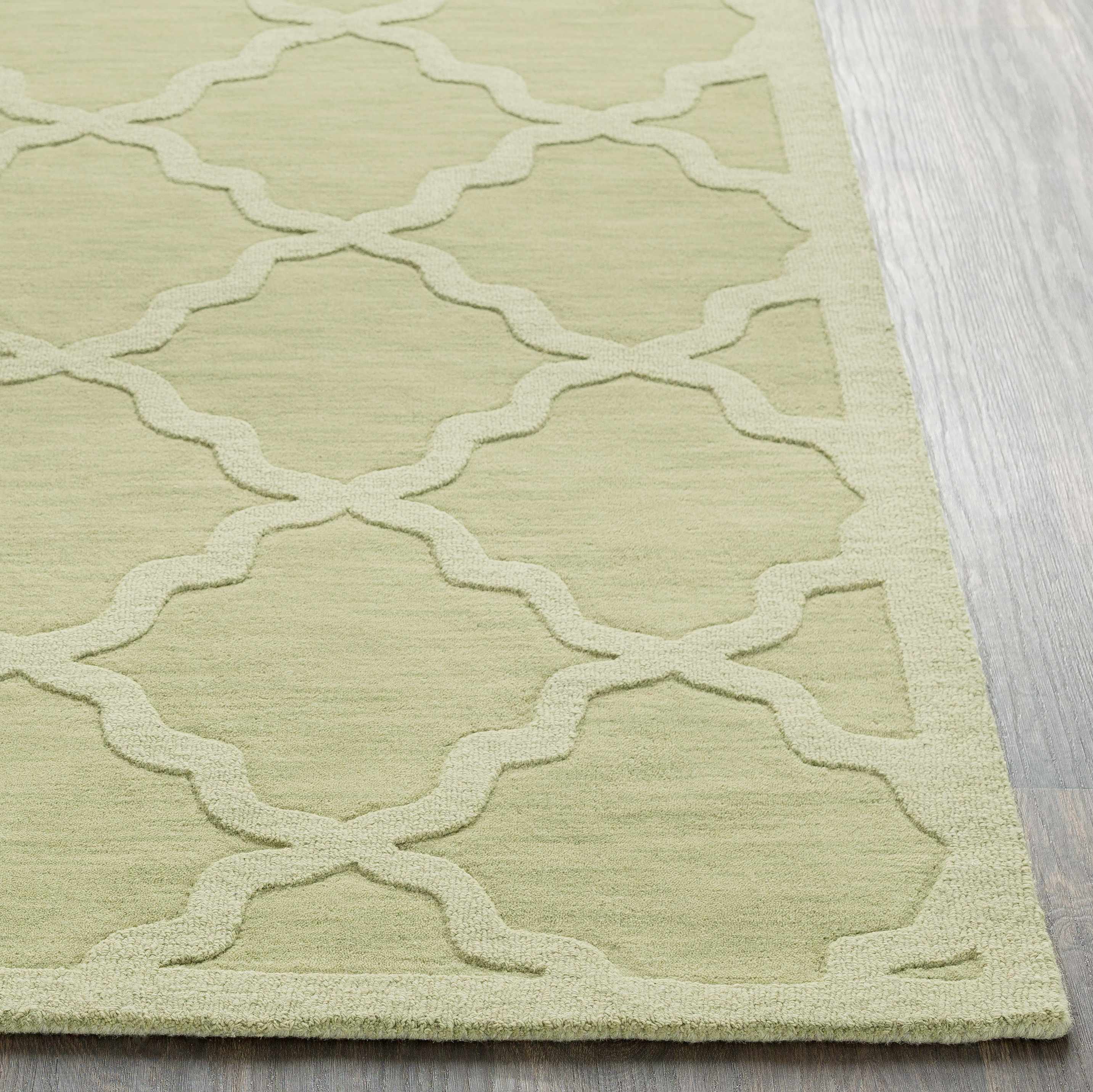 Rialto Olive Green Embossed Wool Rug - Clearance - Image 10