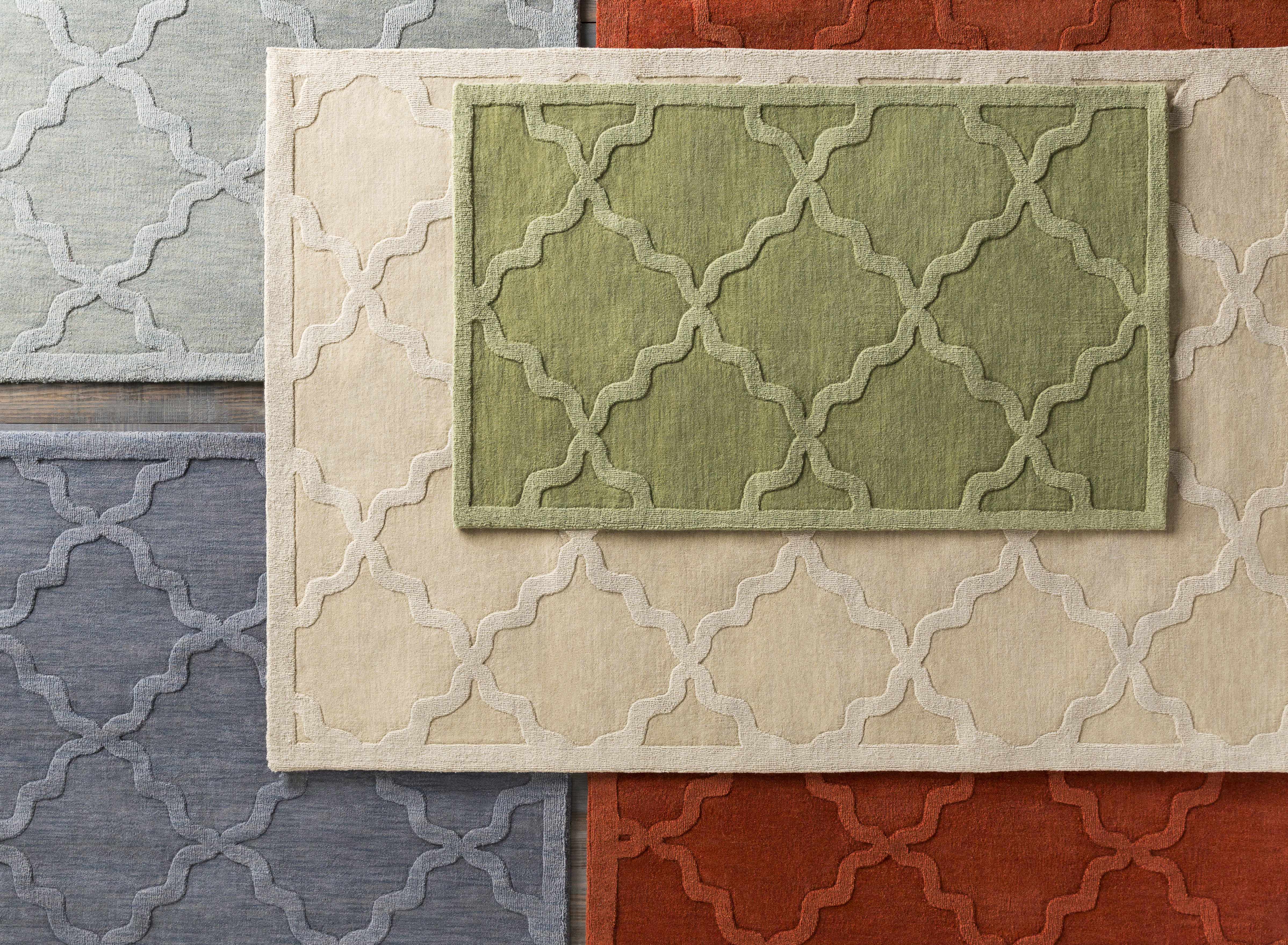 Rialto Olive Green Embossed Wool Rug - Clearance - Image 4