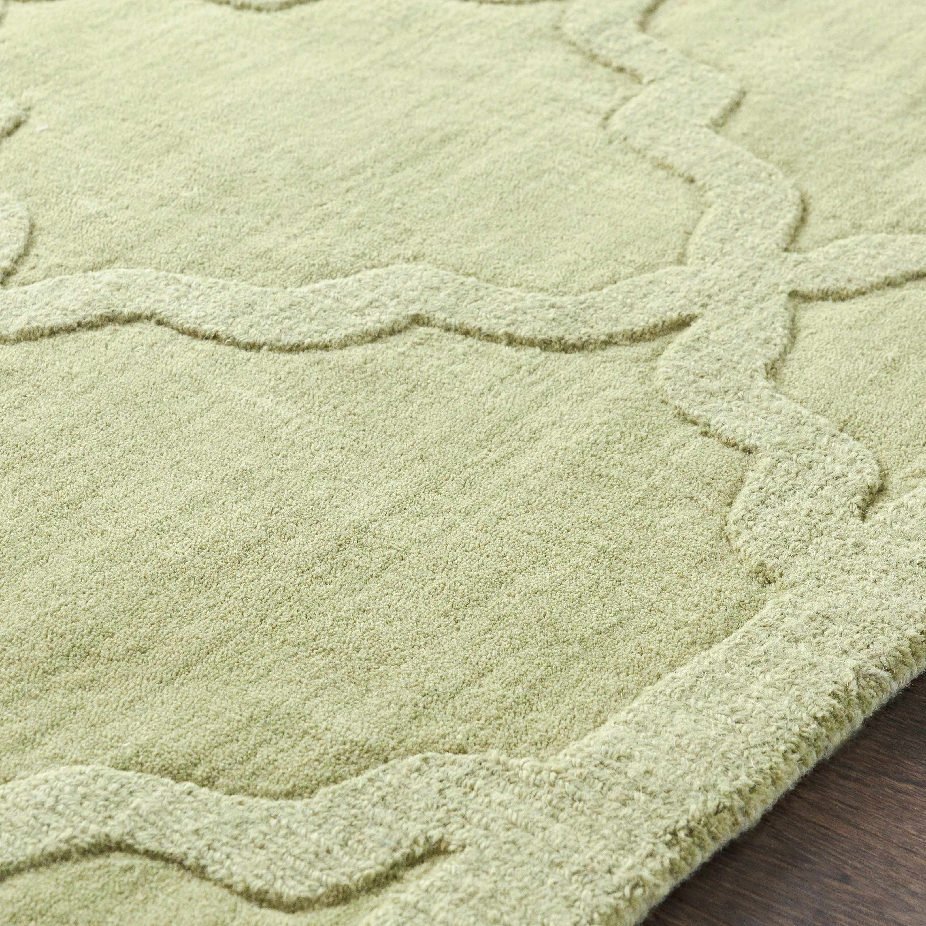 Rialto Olive Green Embossed Wool Rug - Clearance - Image 7