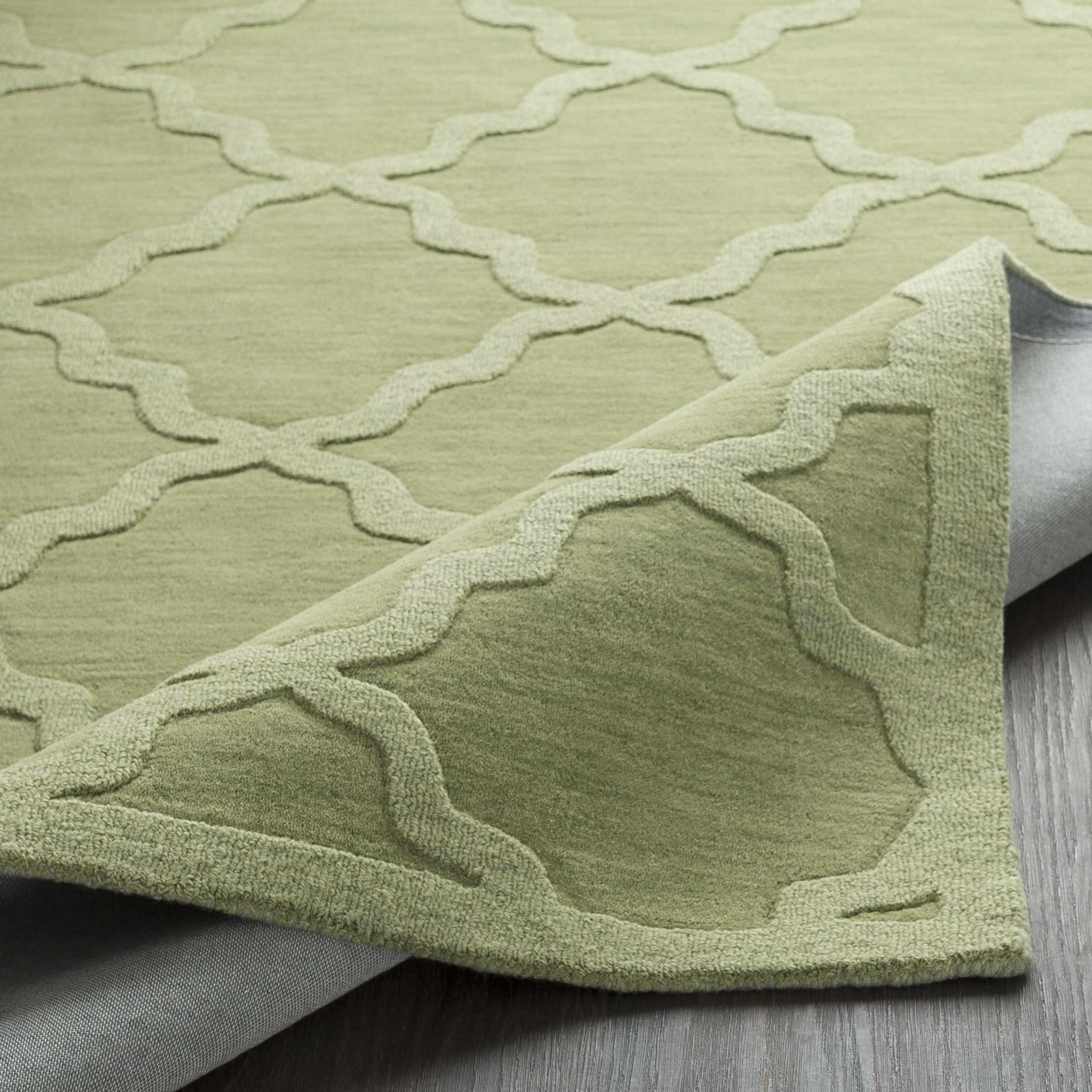 Rialto Olive Green Embossed Wool Rug - Clearance - Image 8