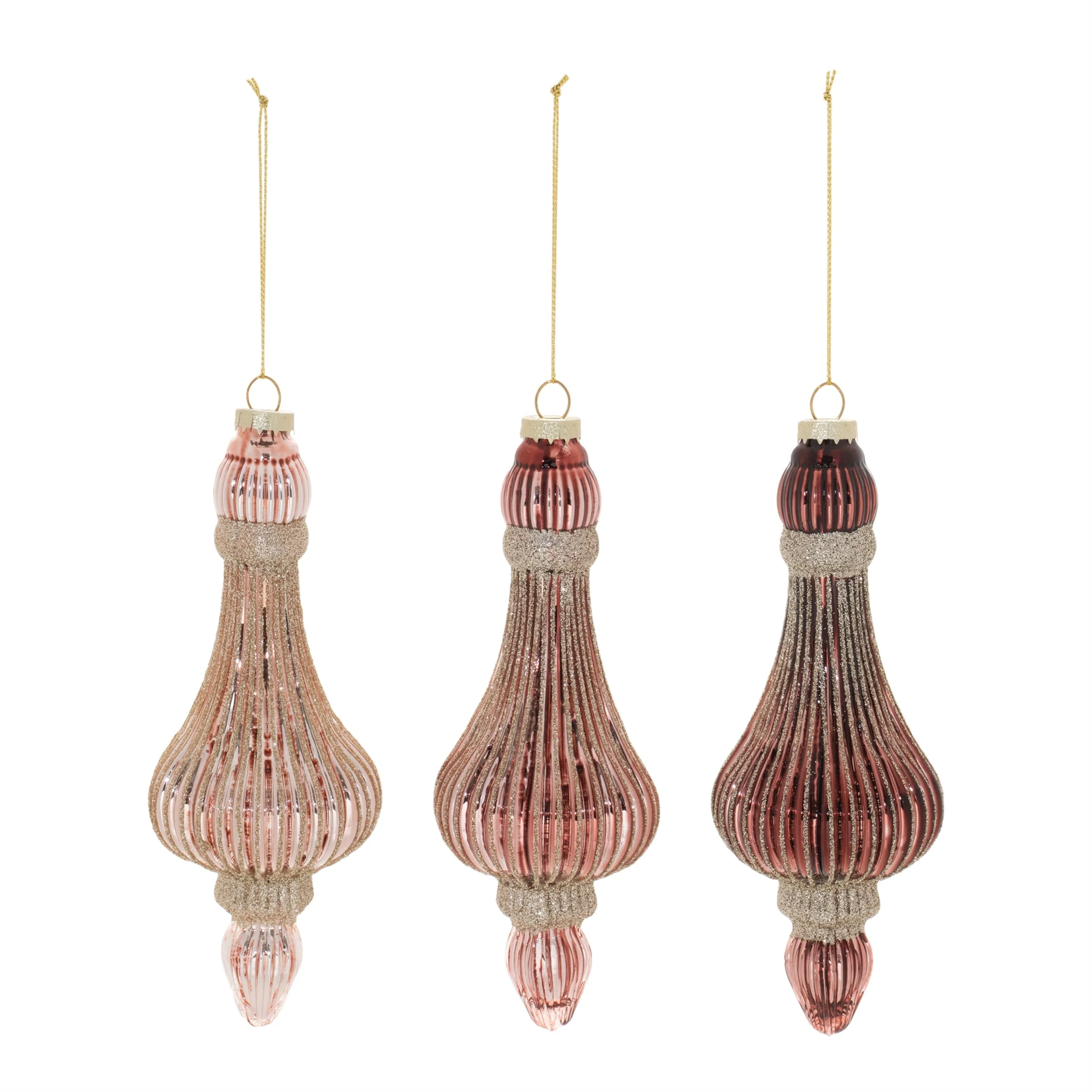 Ribbed Glass Drop Ornament (Set of 6) - Image 2