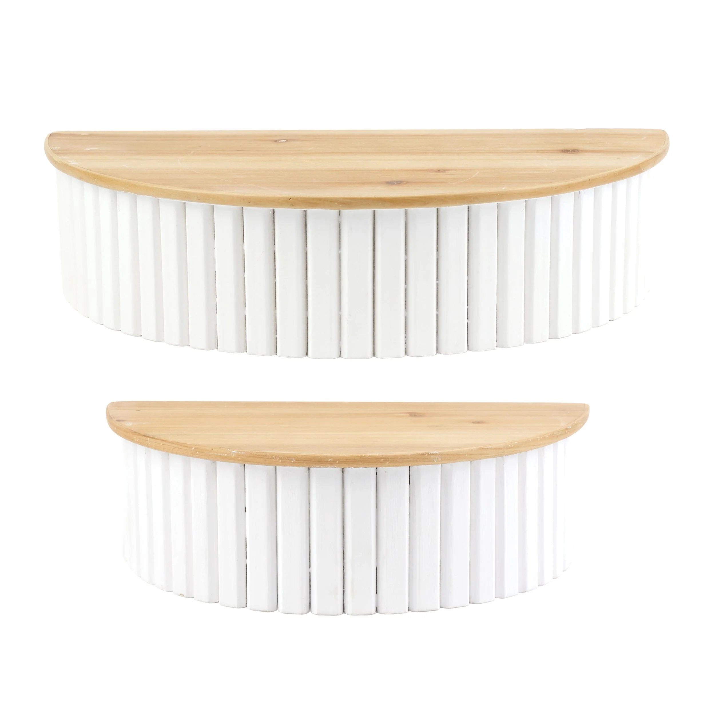 Ribbed Wood Wall Shelf (Set of 2) - Image 2