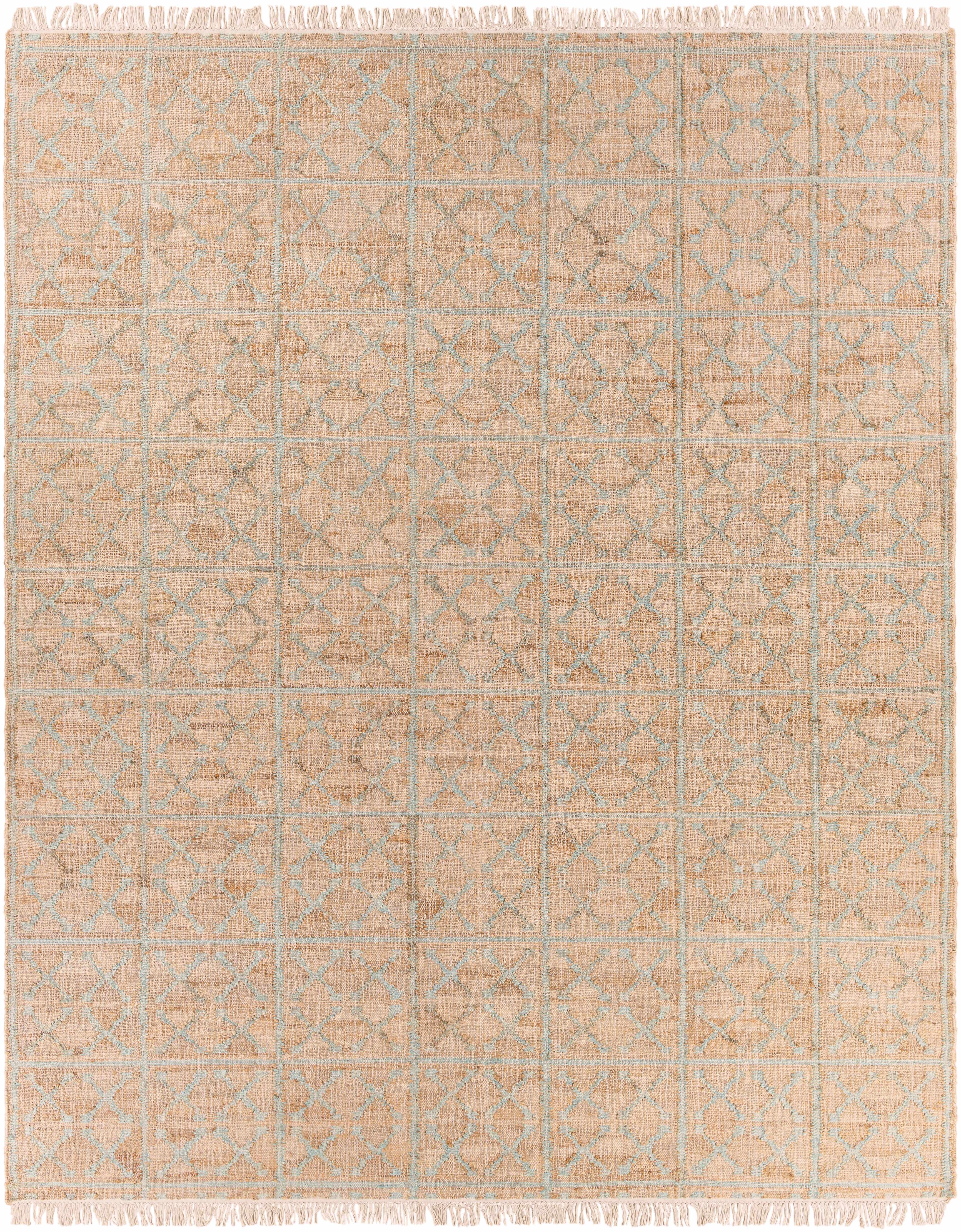Rice Dusty Sage Fringed Jute Carpet - Image 10
