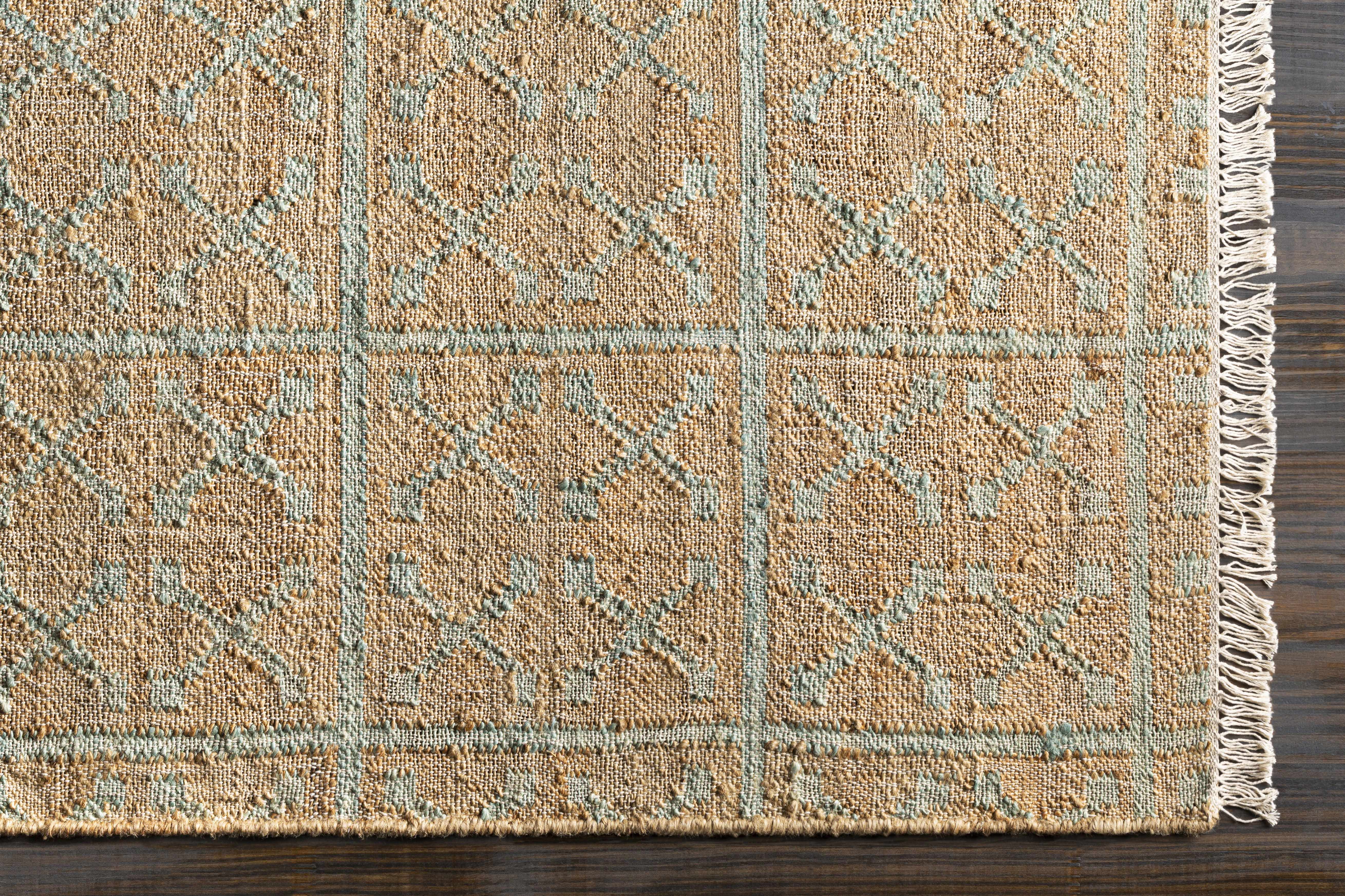 Rice Dusty Sage Fringed Jute Carpet - Image 4