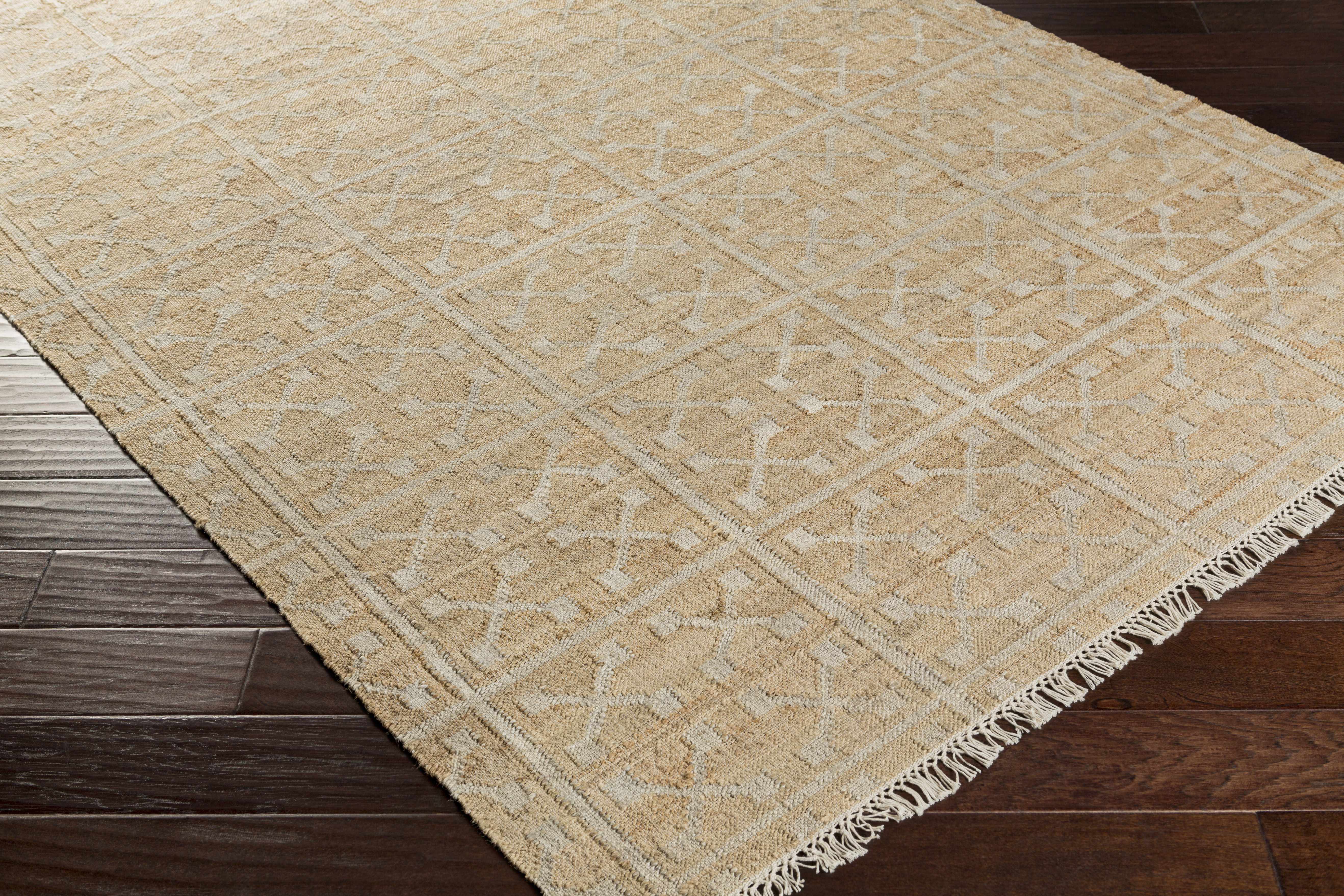 Rice Handcrafted Fringed Jute Carpet - Image 4