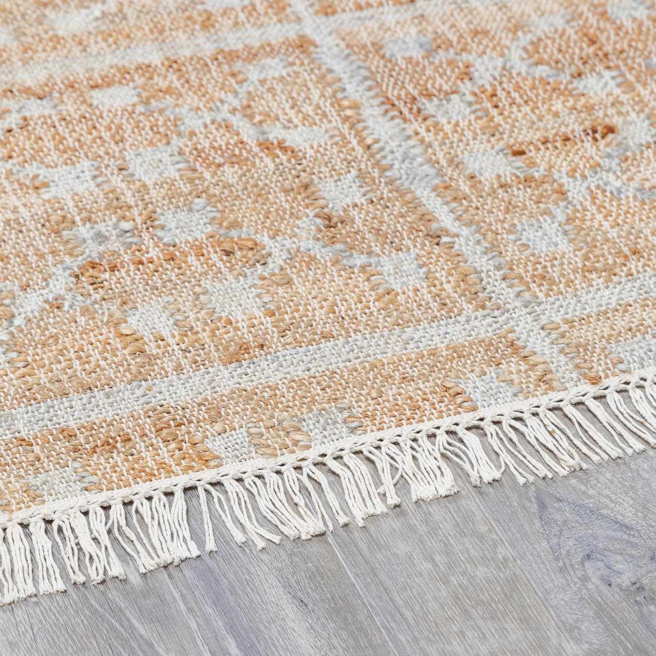 Rice Handcrafted Fringed Jute Carpet - Image 8