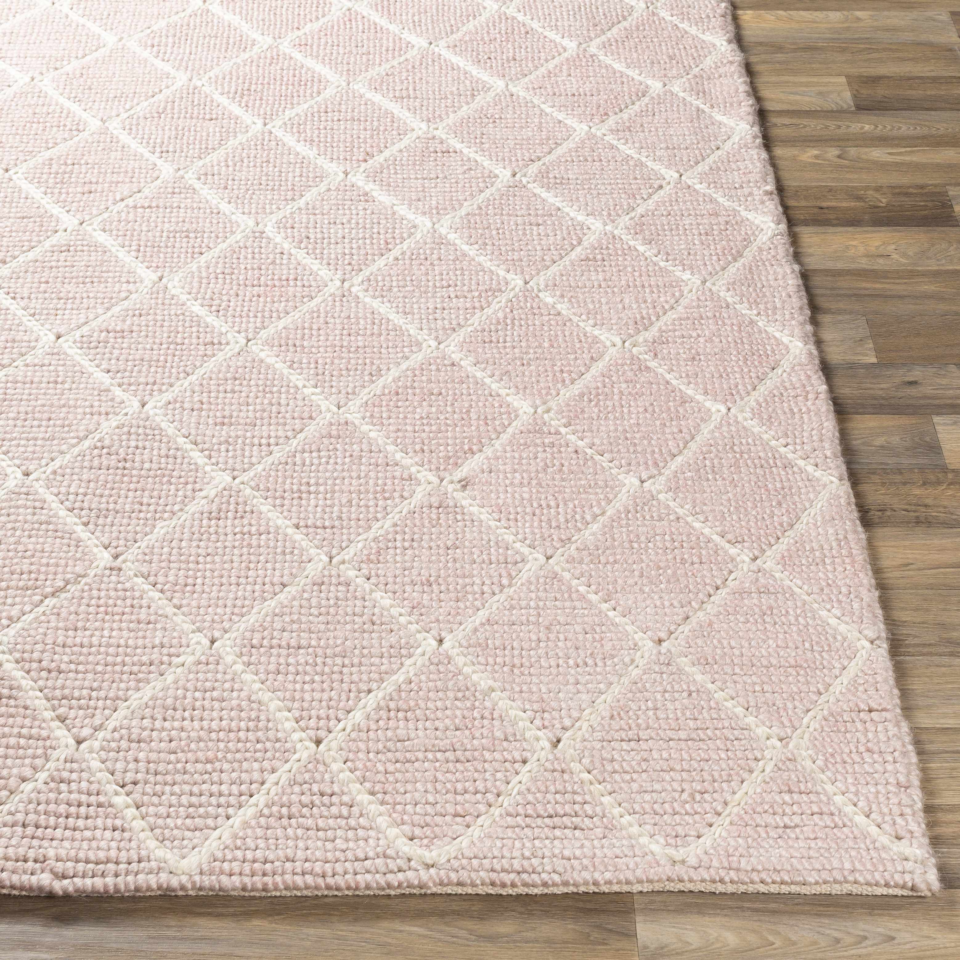 Riceville Pink Trellis Wool&Viscose Rug - Clearance - Image 5