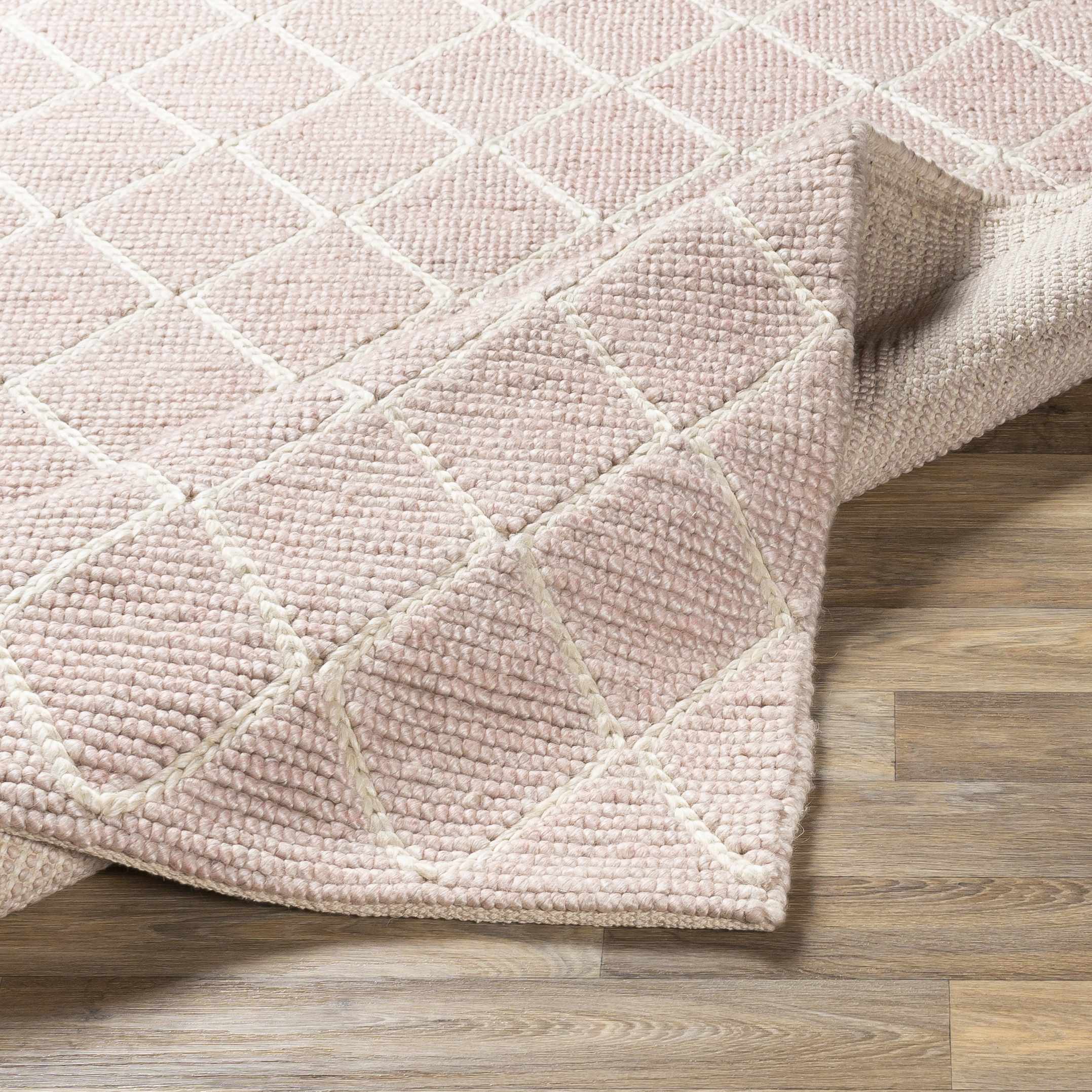 Riceville Pink Trellis Wool&Viscose Rug - Clearance - Image 6