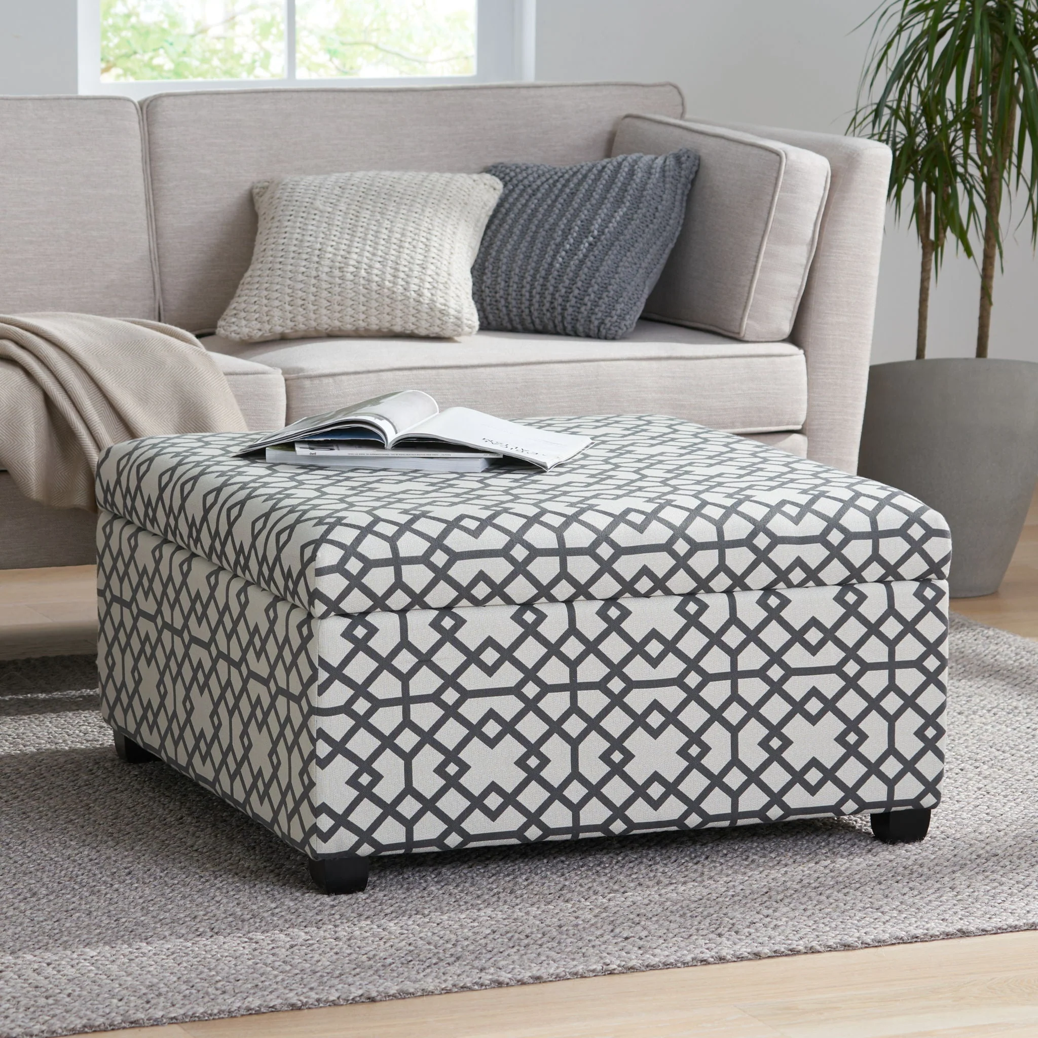 Richmond Storage Ottoman With Unique Pattern And Ample Storage - Gray - Image 2