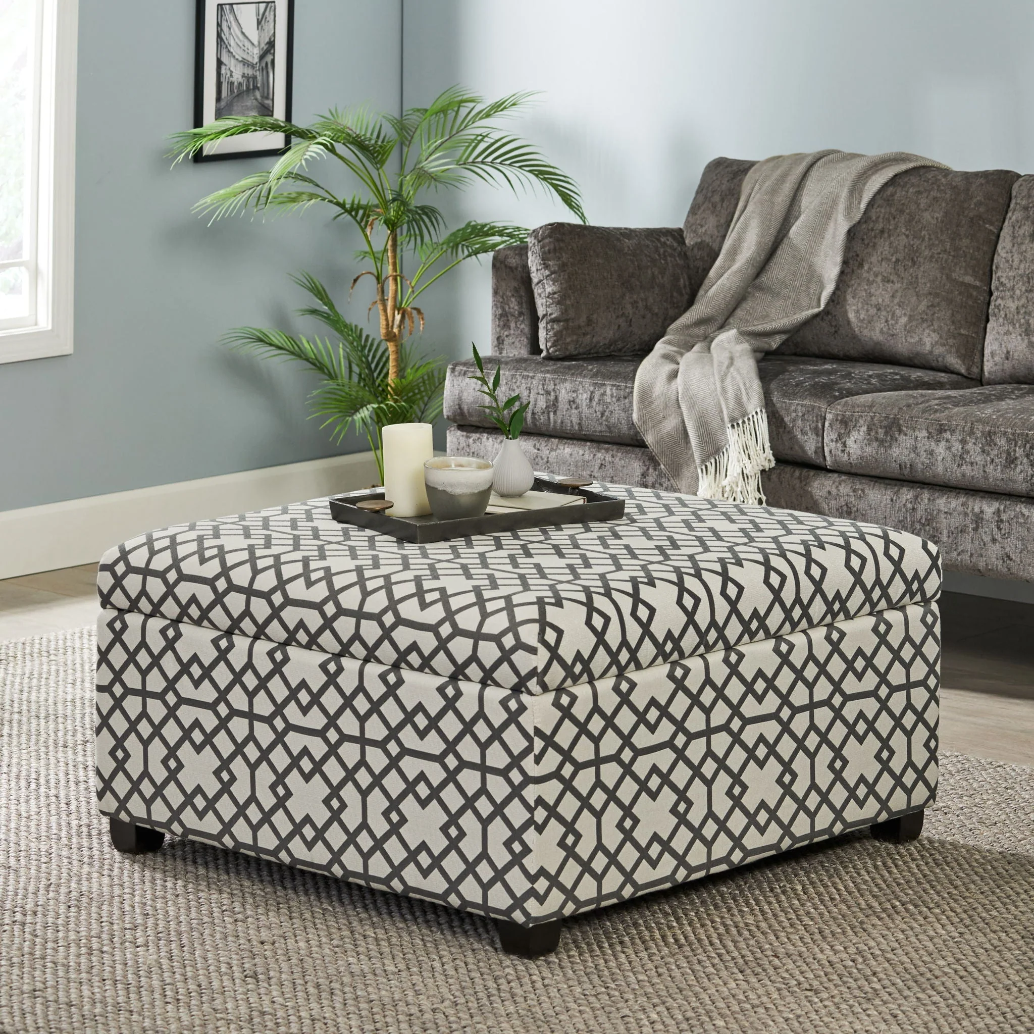 Richmond Storage Ottoman With Unique Pattern And Ample Storage - Gray - Image 4