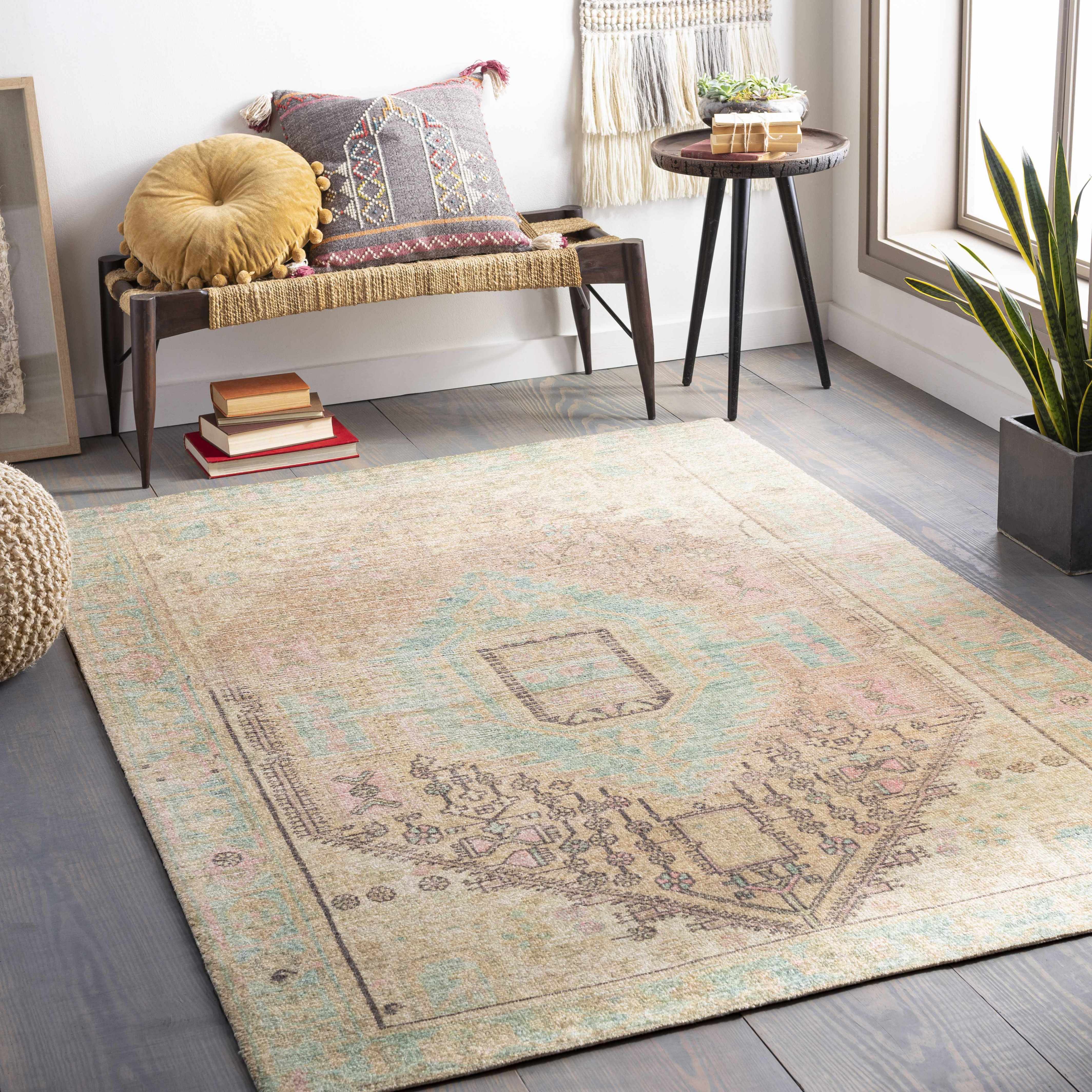 Rickinghall Peach&Sage Medallion Beige Rug - Image 2