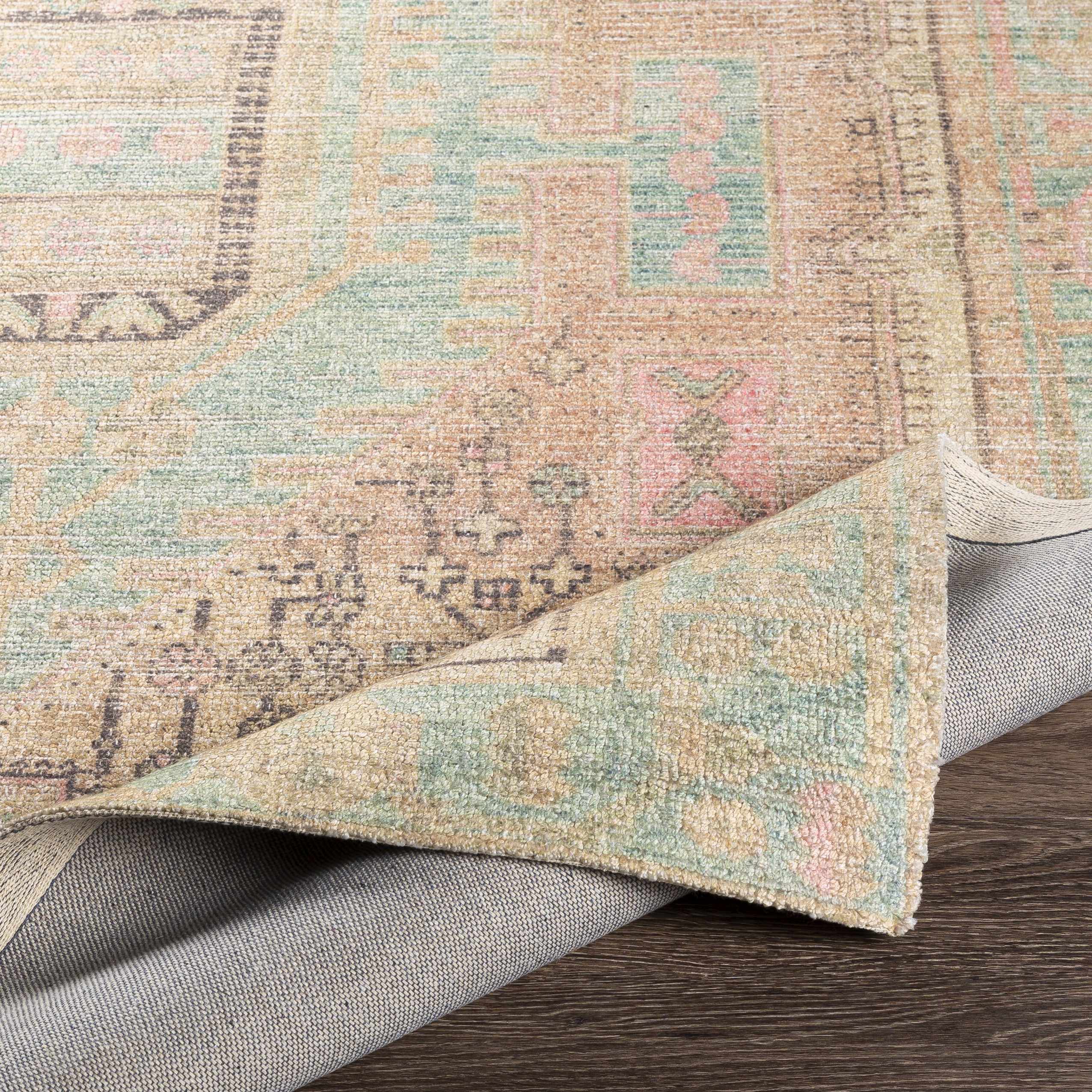 Rickinghall Peach&Sage Medallion Beige Rug - Image 5