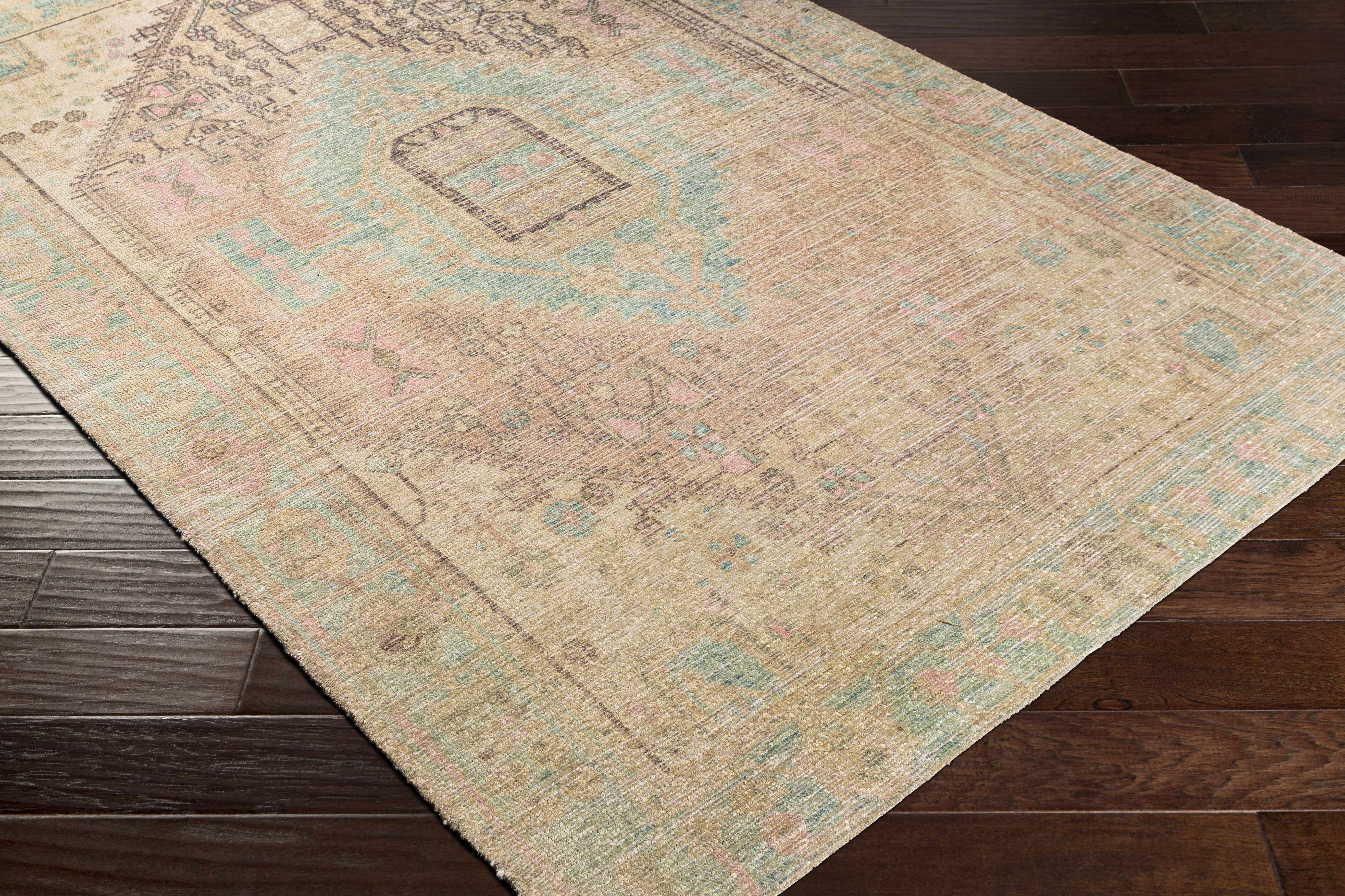 Rickinghall Peach&Sage Medallion Beige Rug - Image 6