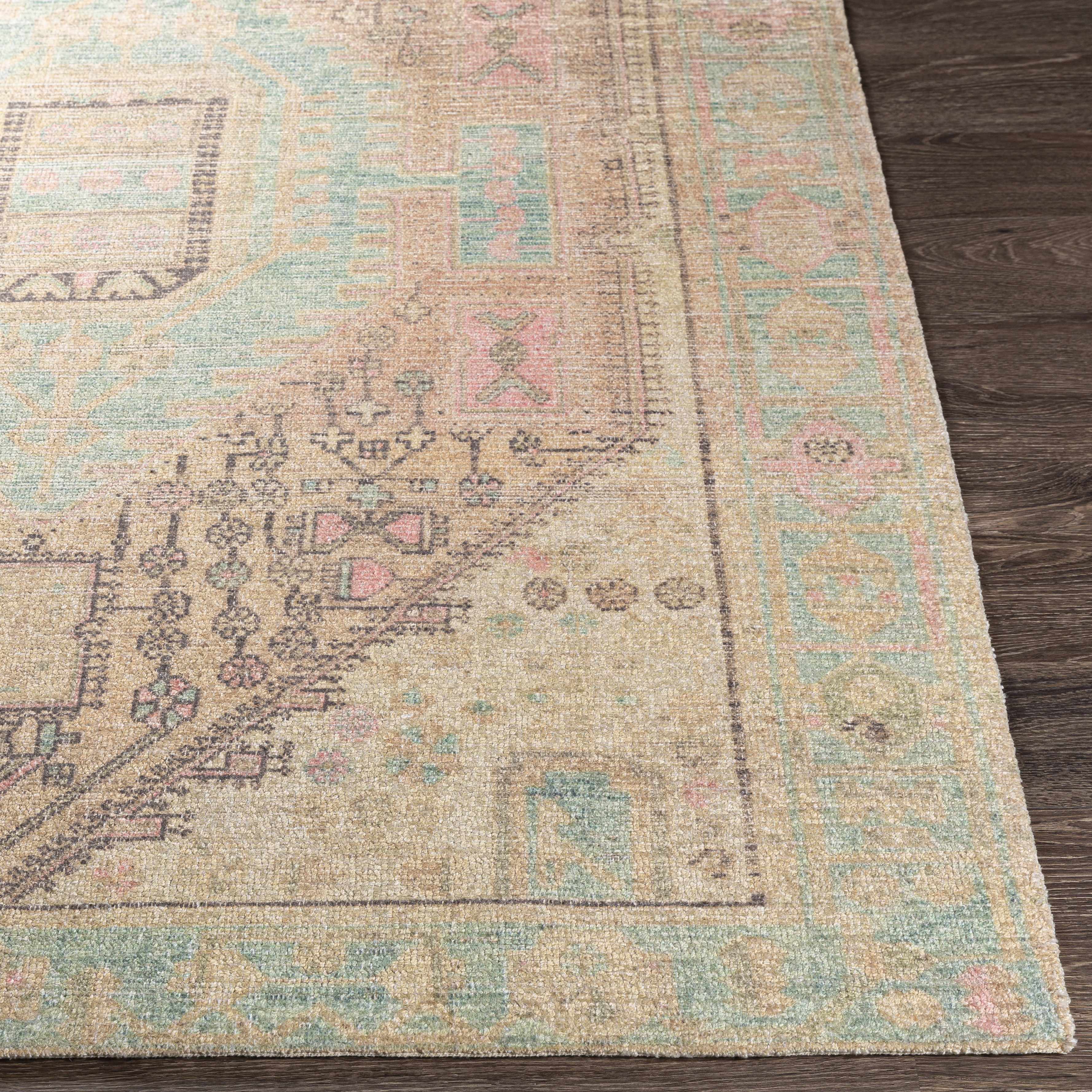 Rickinghall Peach&Sage Medallion Beige Rug - Image 7