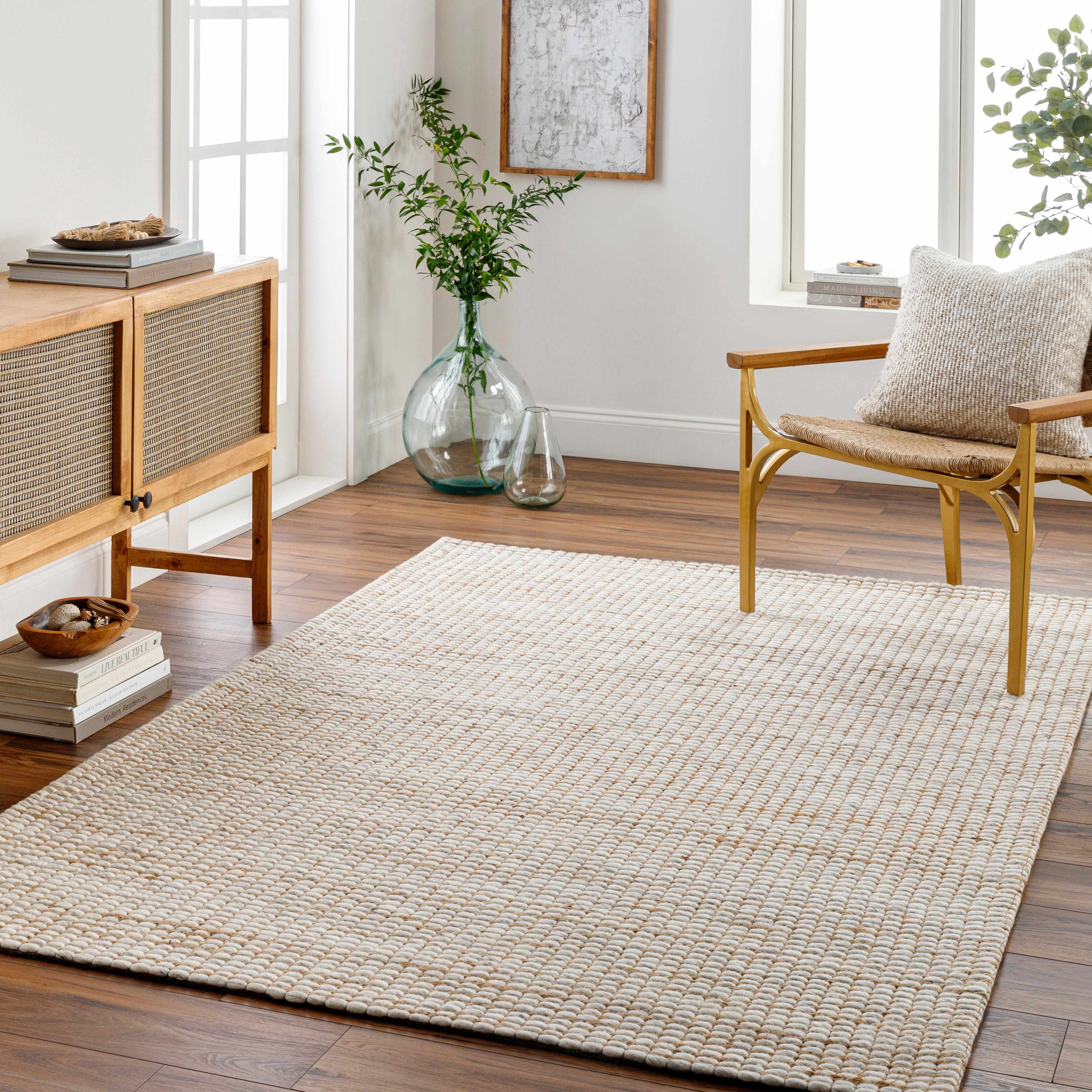 Riki Cream Jute-Wool Blend Rug - Image 2