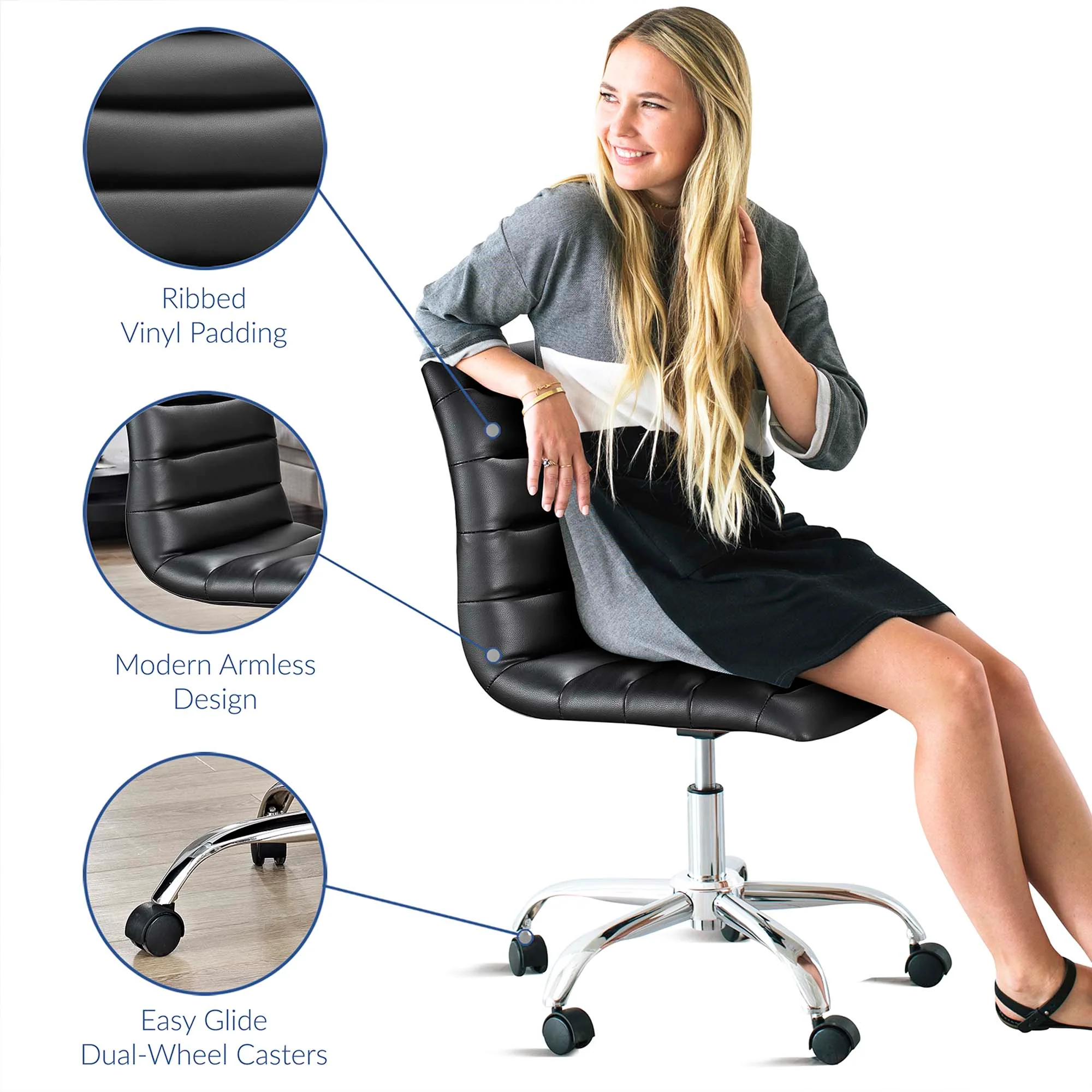 Ripple Armless Mid Back Vinyl Office Chair by Modway - Image 17