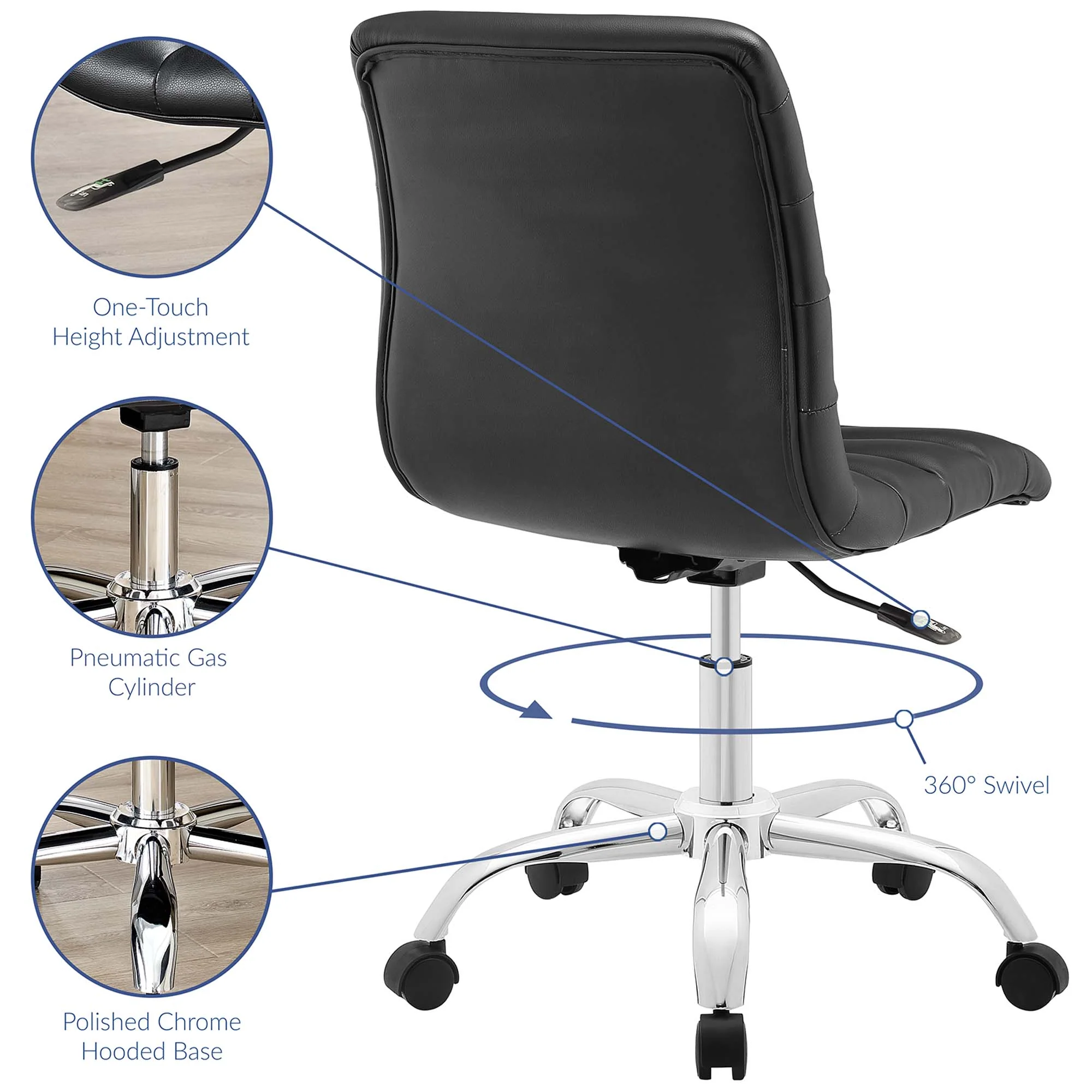 Ripple Armless Mid Back Vinyl Office Chair by Modway - Image 19