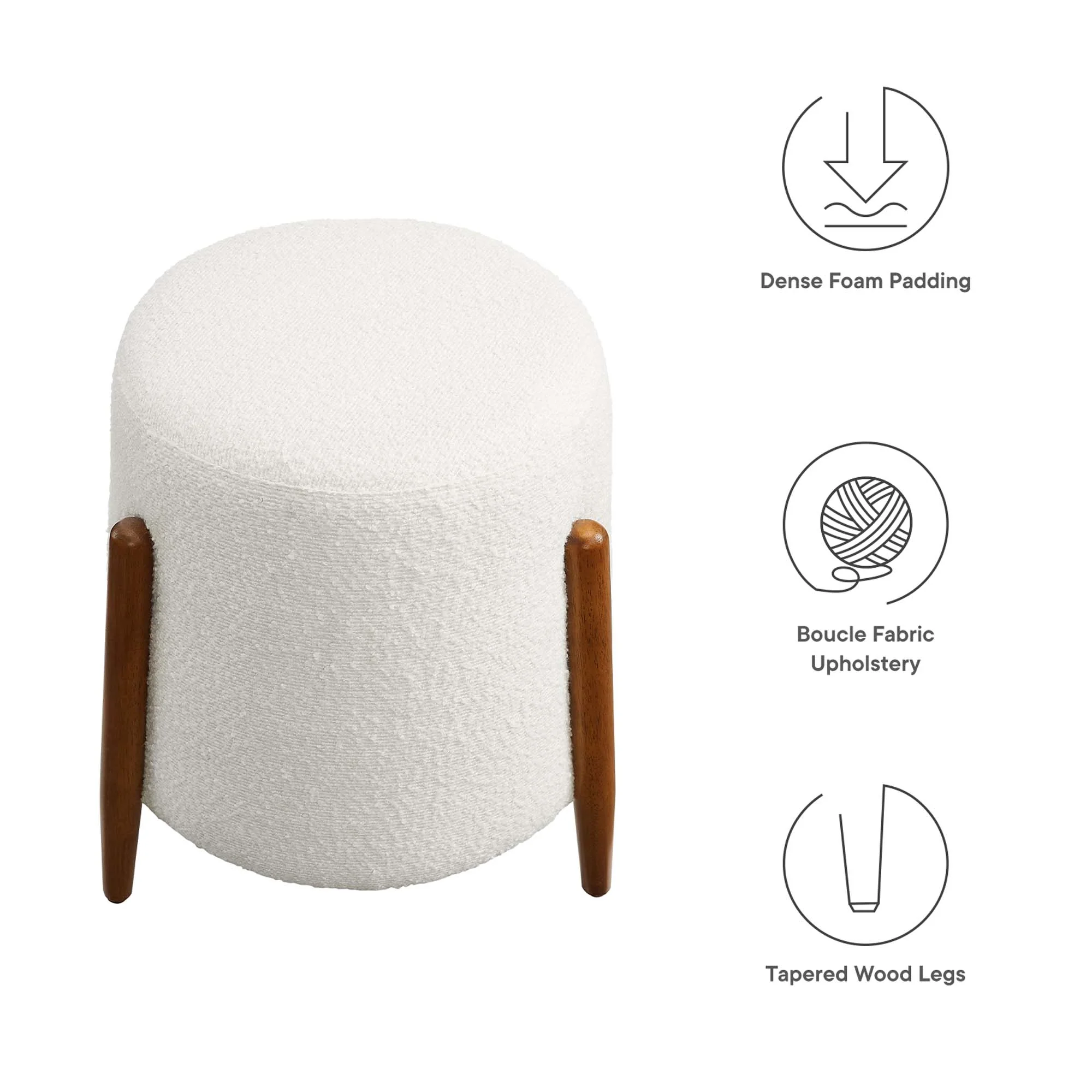 Riven Upholstered Boucle Fabric Ottoman by Modway - Image 2