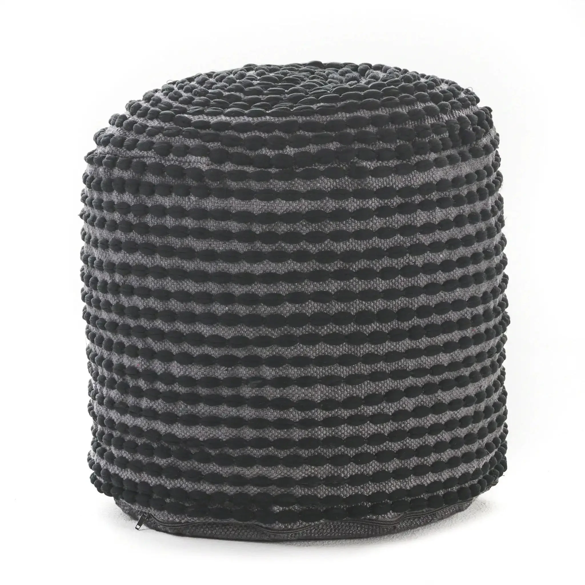 River Handcrafted Cylindrical Pouf in Water Resistant Fabric - Image 12