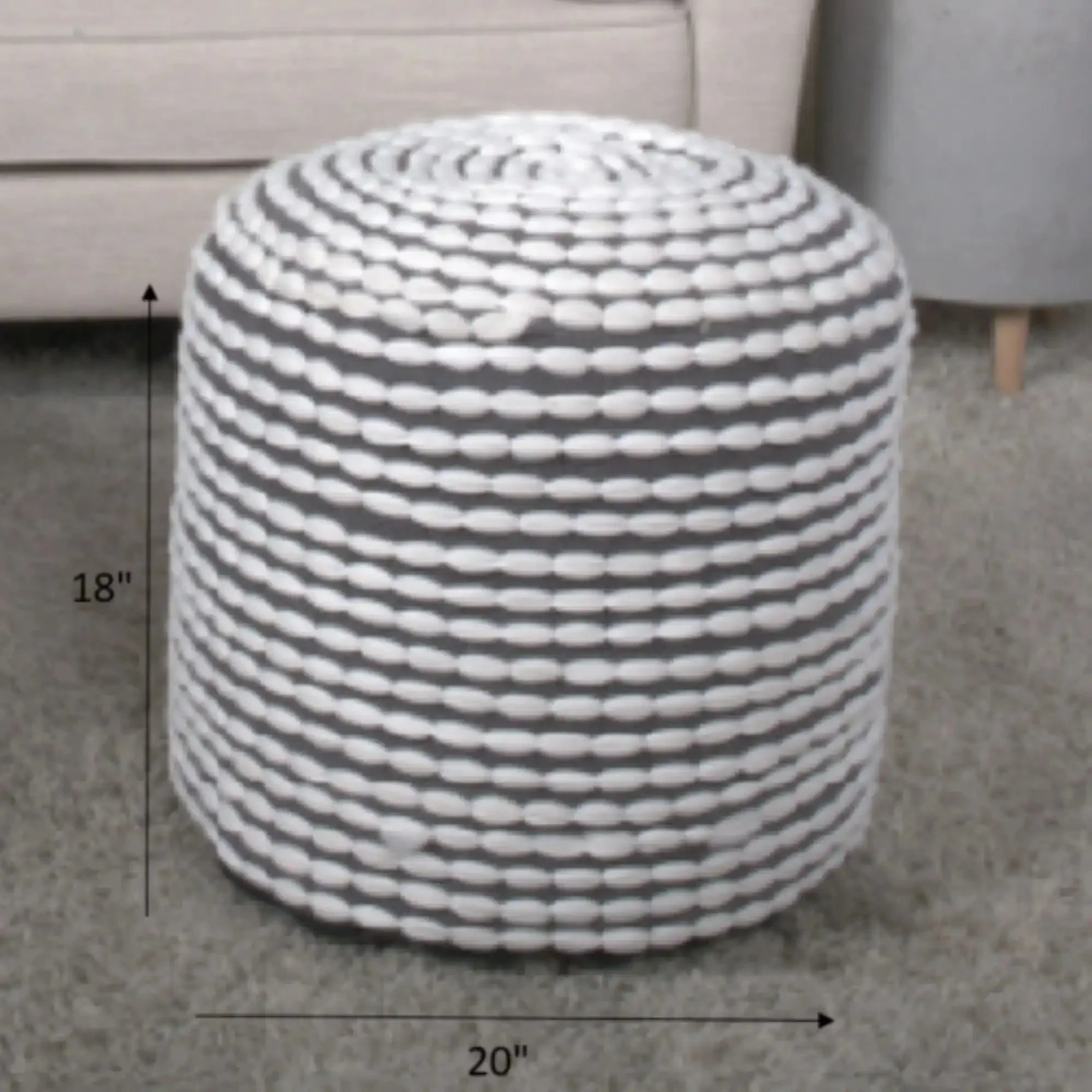 River Handcrafted Cylindrical Pouf in Water Resistant Fabric - Image 13