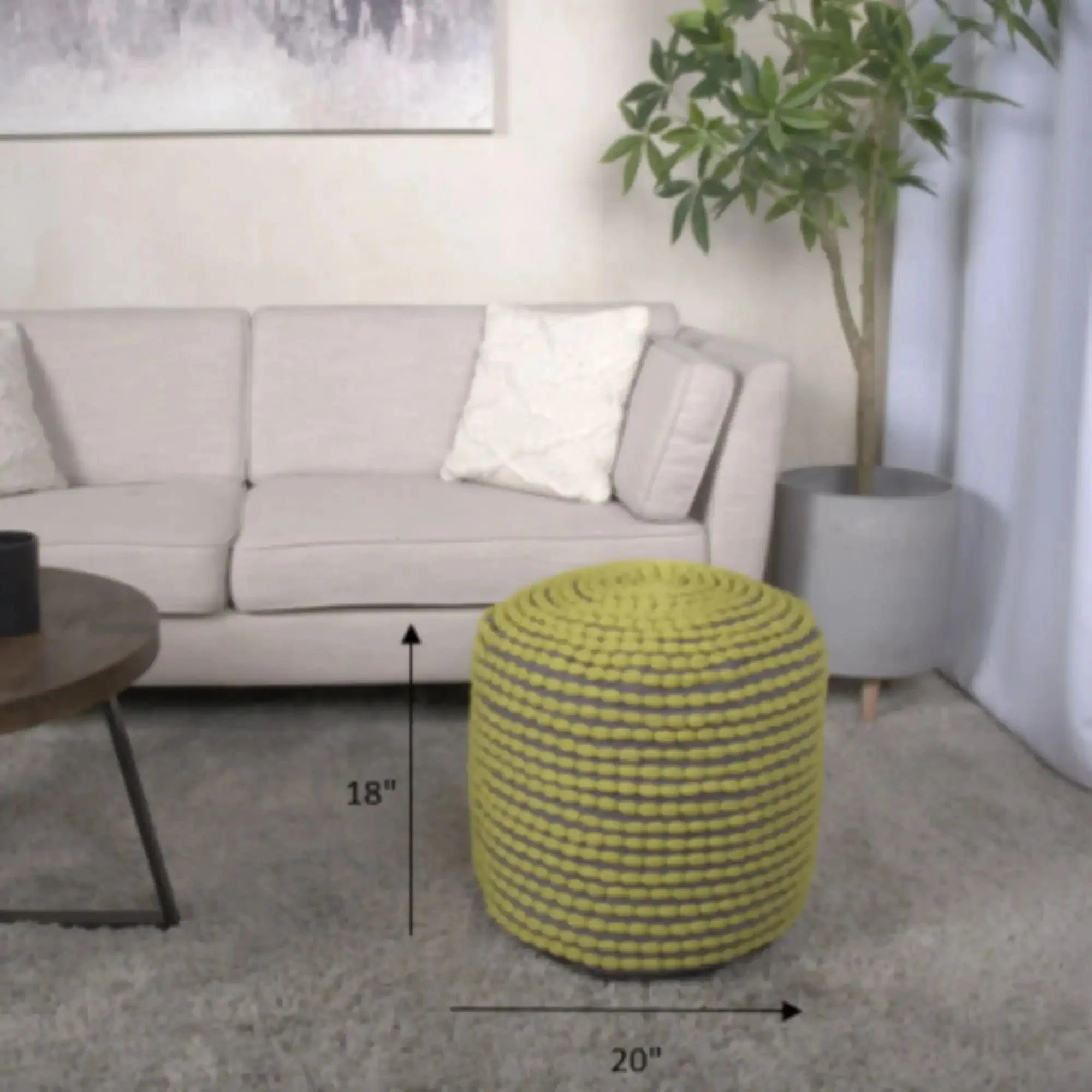 River Handcrafted Cylindrical Pouf in Water Resistant Fabric - Image 14