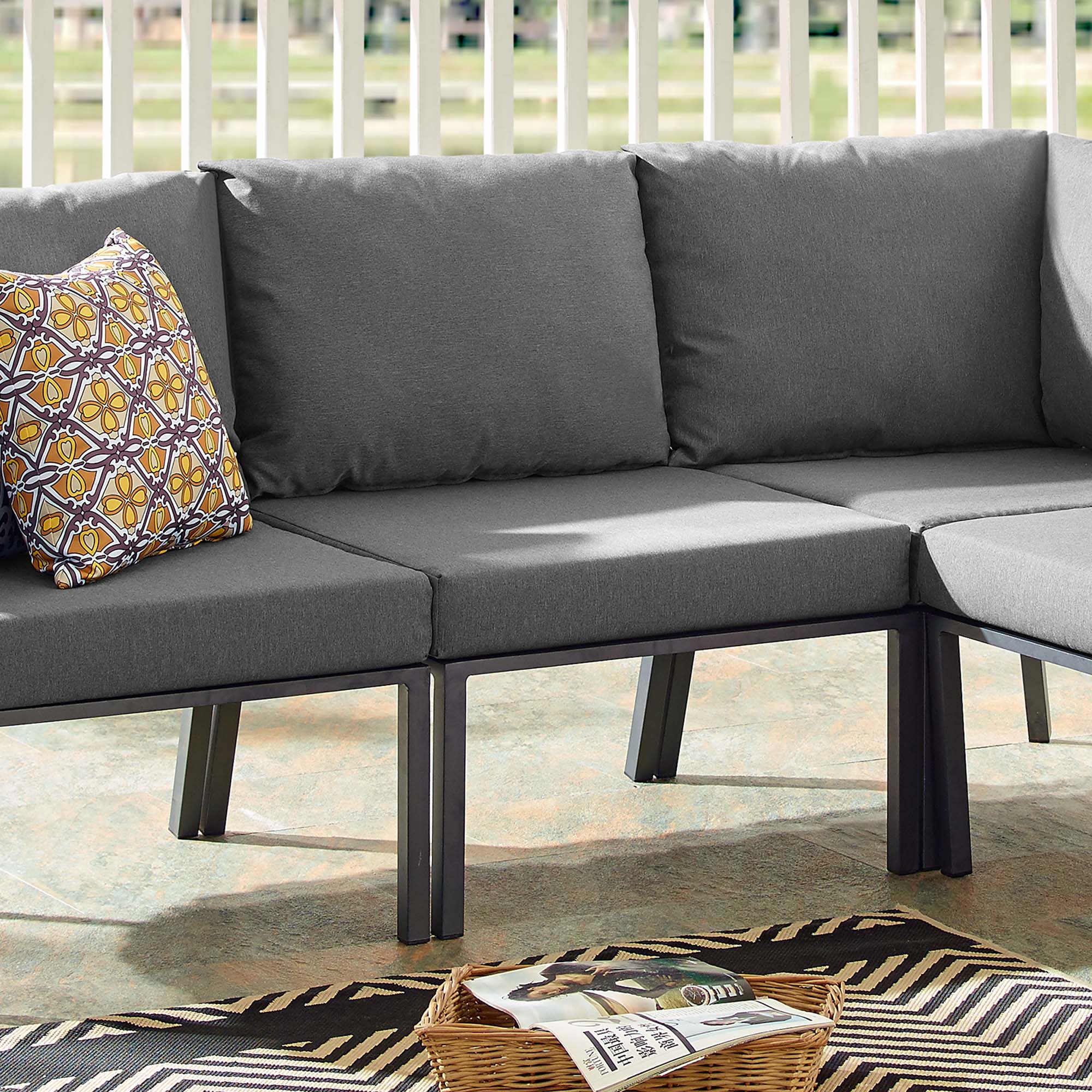 Riverside Outdoor Patio Aluminum Armless Chair by Modway - Image 7