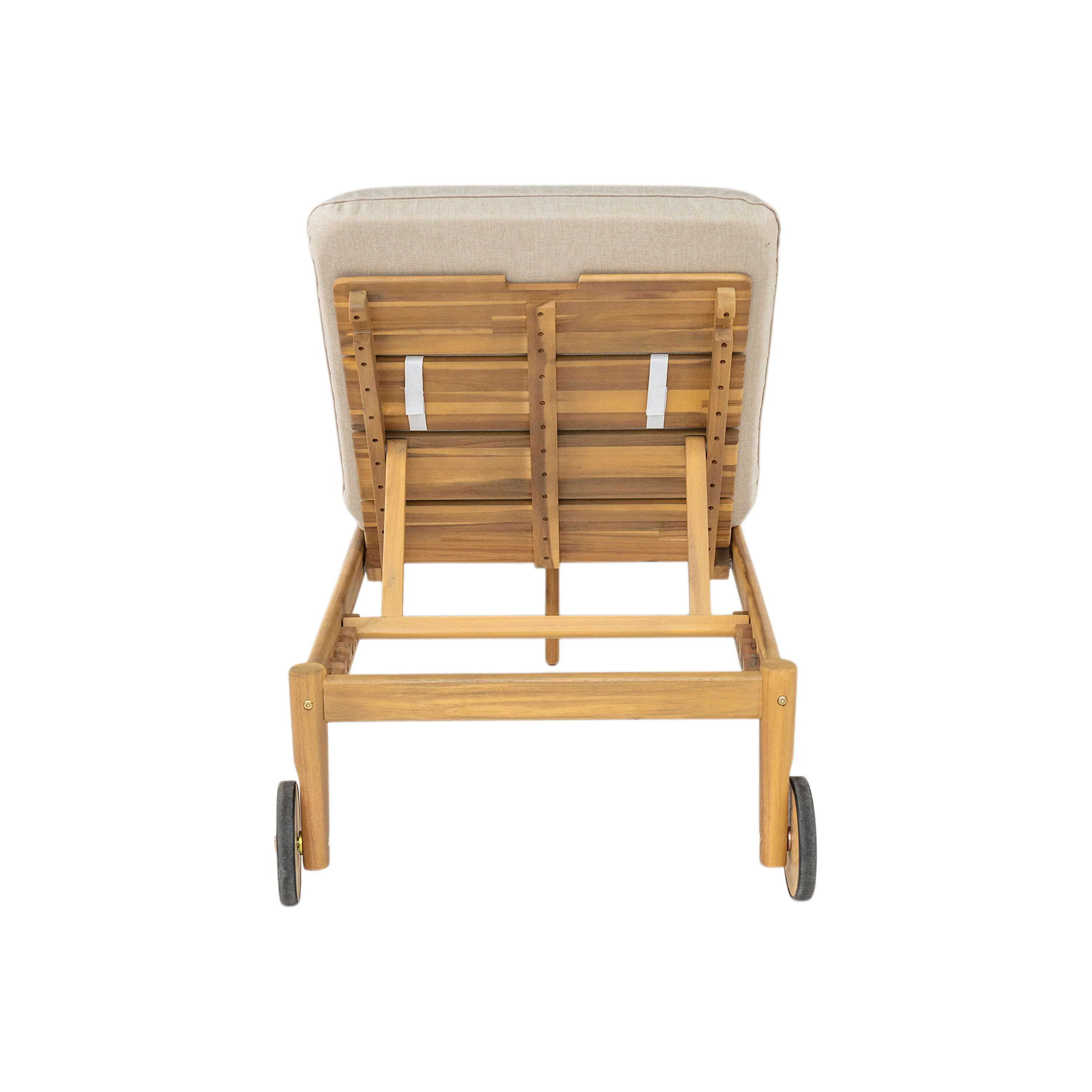 Riviera Outdoor Chaise Lounge with Wheels, Acacia Wood Frame (Set of 2) - Image 11