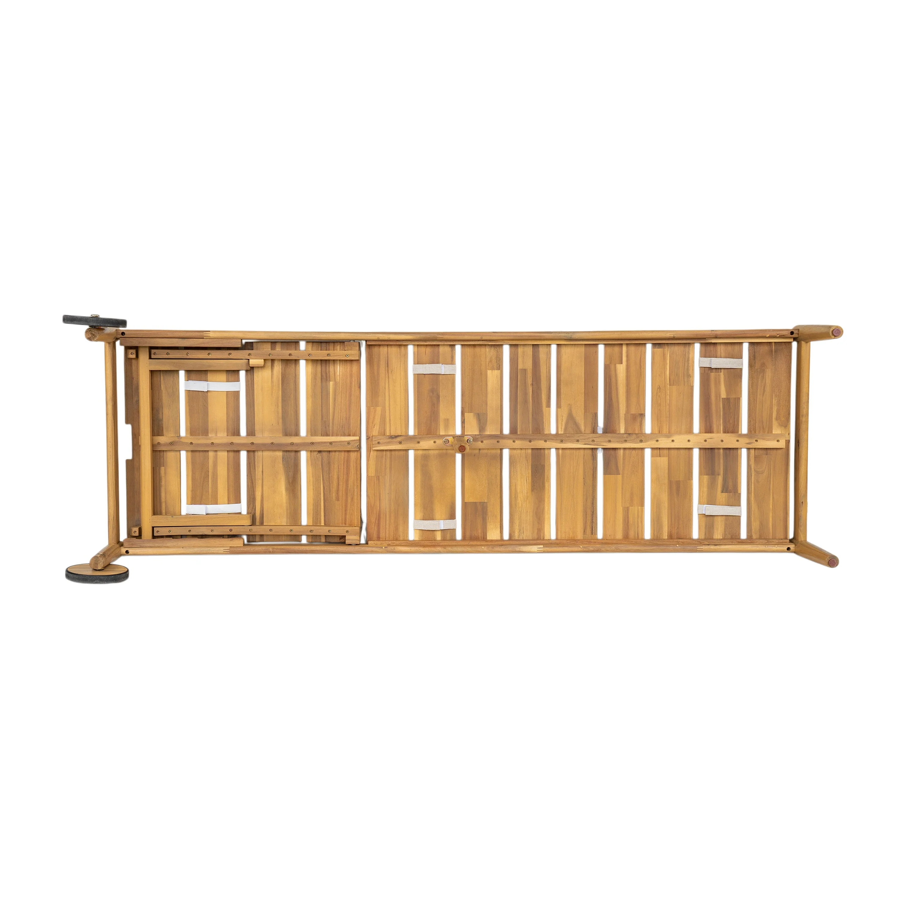 Riviera Outdoor Chaise Lounge with Wheels, Acacia Wood Frame (Set of 2) - Image 12