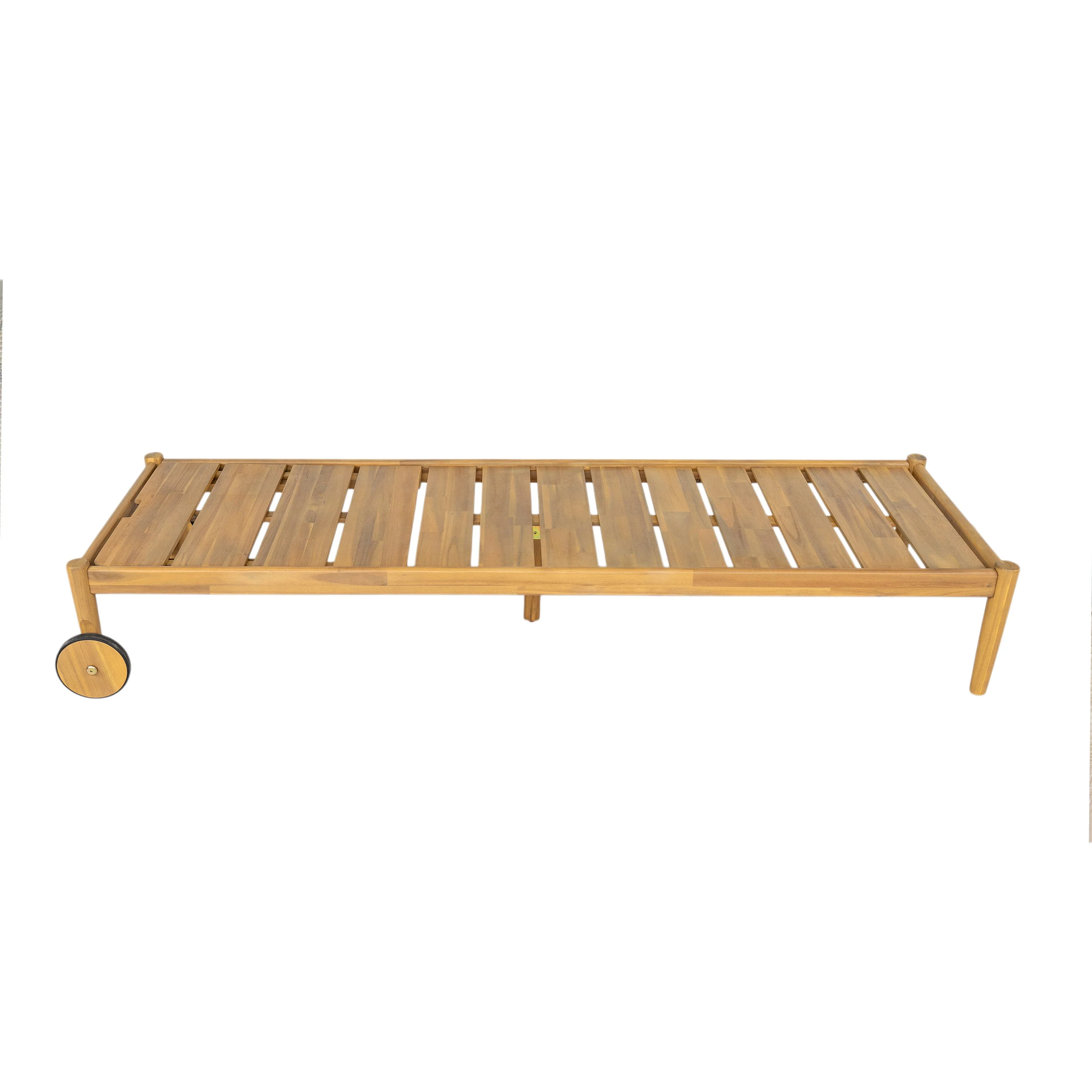Riviera Outdoor Chaise Lounge with Wheels, Acacia Wood Frame (Set of 2) - Image 15