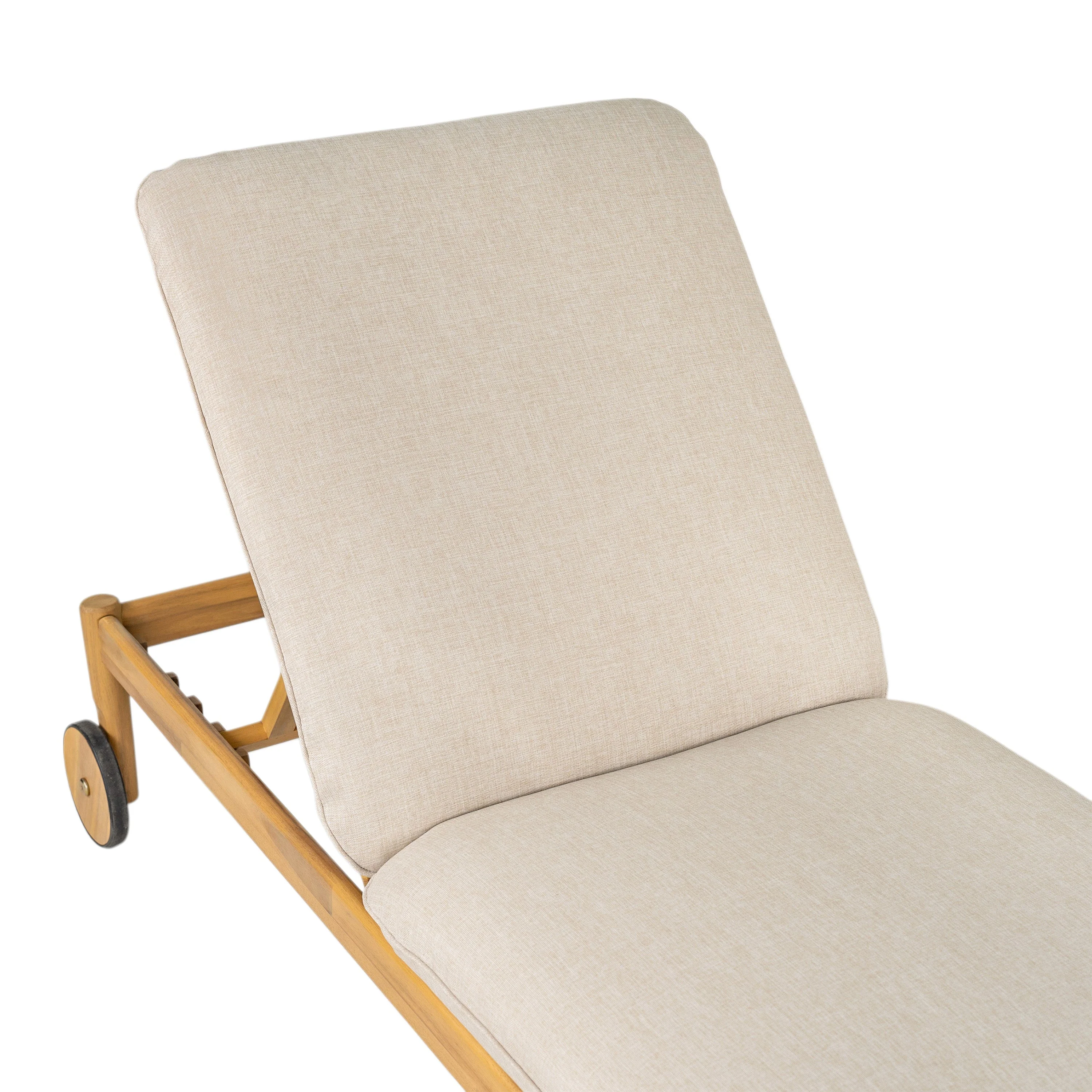 Riviera Outdoor Chaise Lounge with Wheels, Acacia Wood Frame (Set of 2) - Image 17