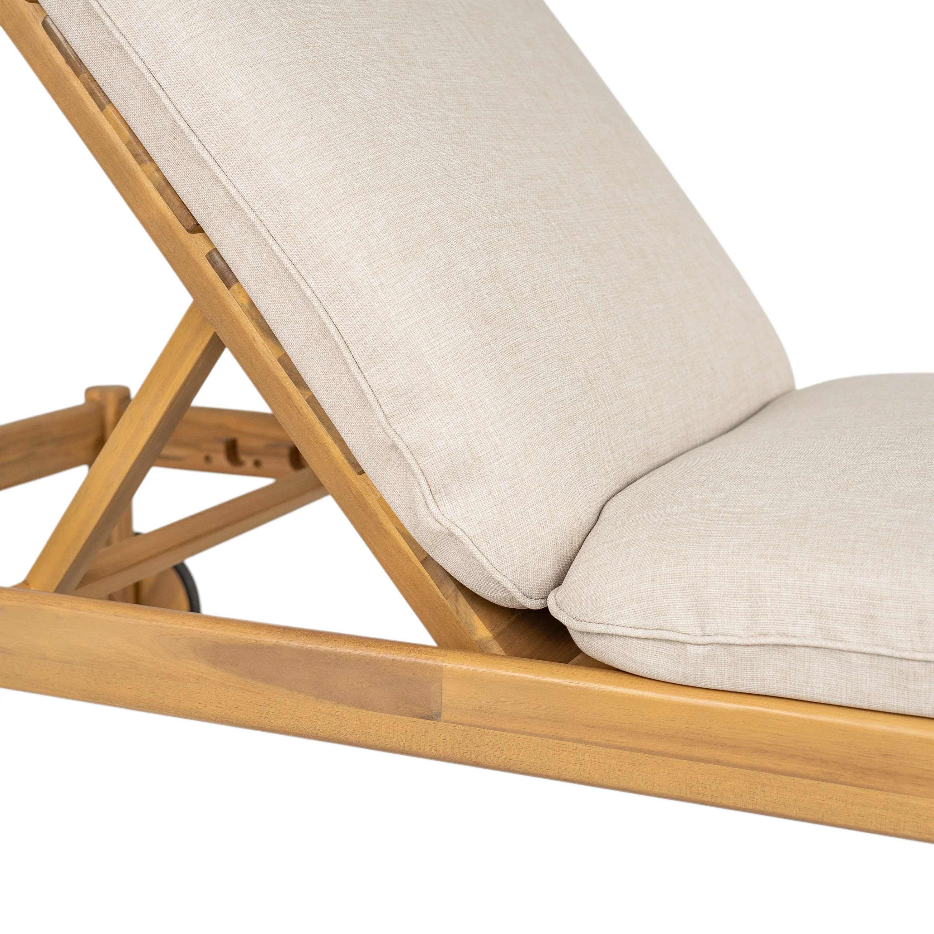 Riviera Outdoor Chaise Lounge with Wheels, Acacia Wood Frame (Set of 2) - Image 19