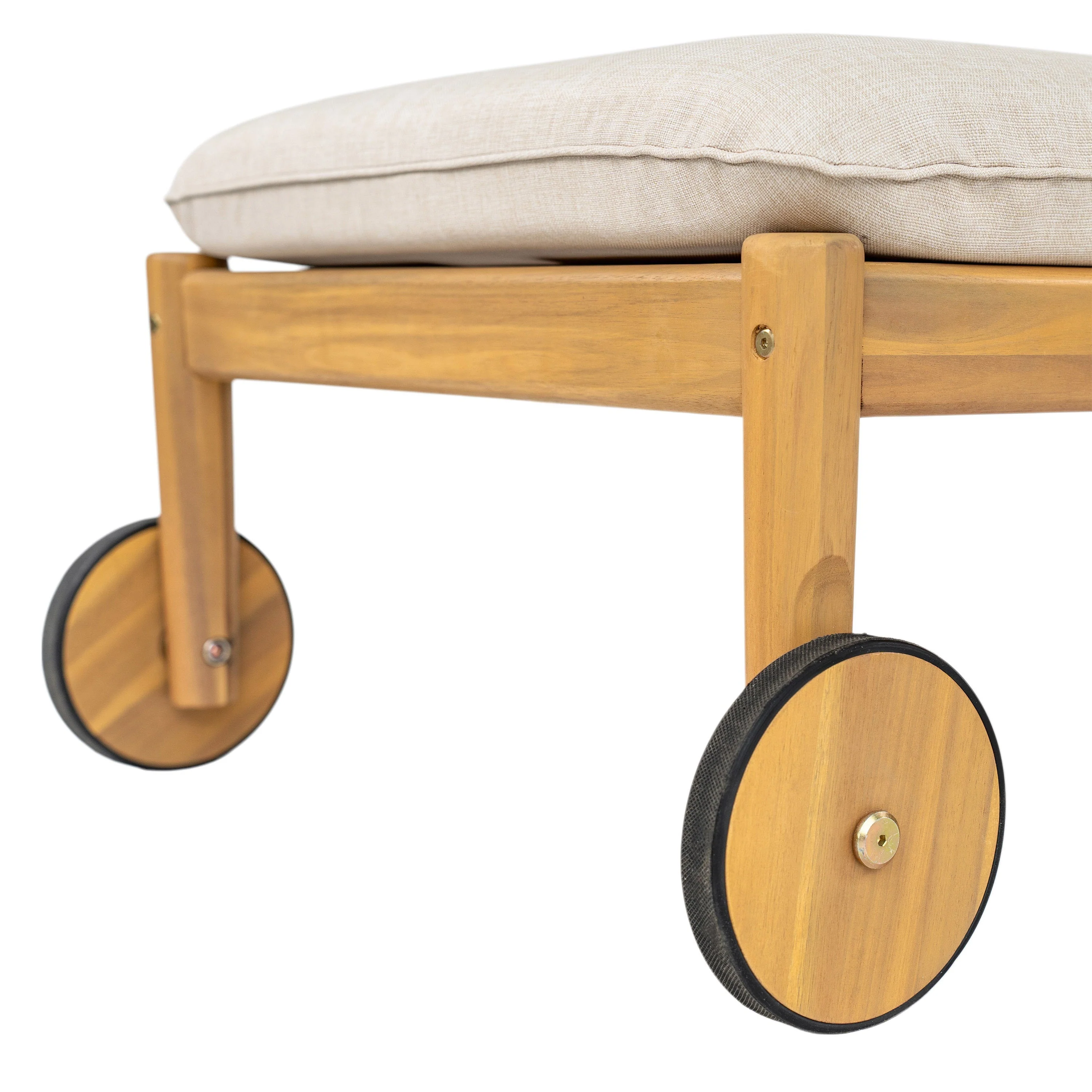 Riviera Outdoor Chaise Lounge with Wheels, Acacia Wood Frame (Set of 2) - Image 22