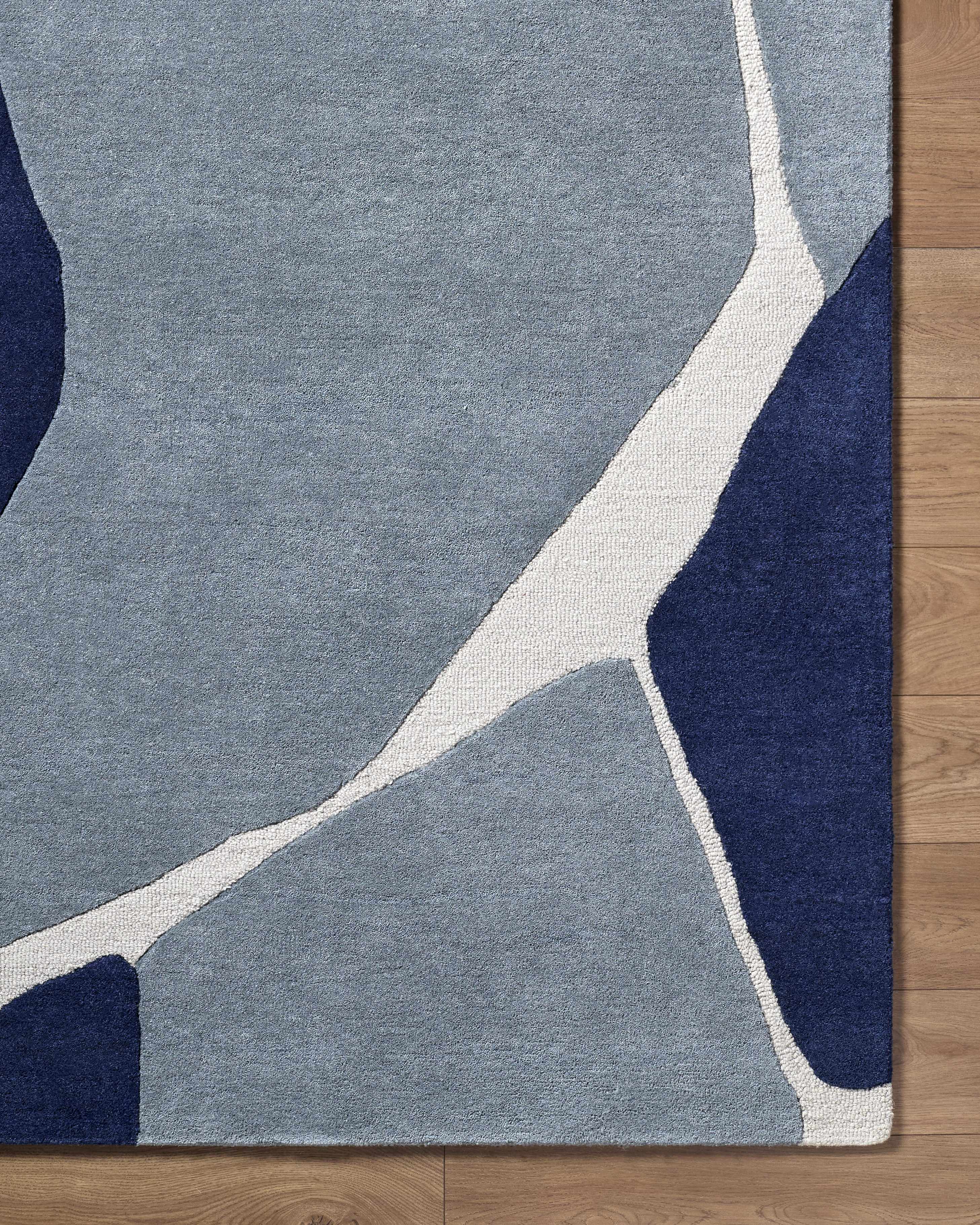 Robbins Modern Blue Wool Rug - Image 3