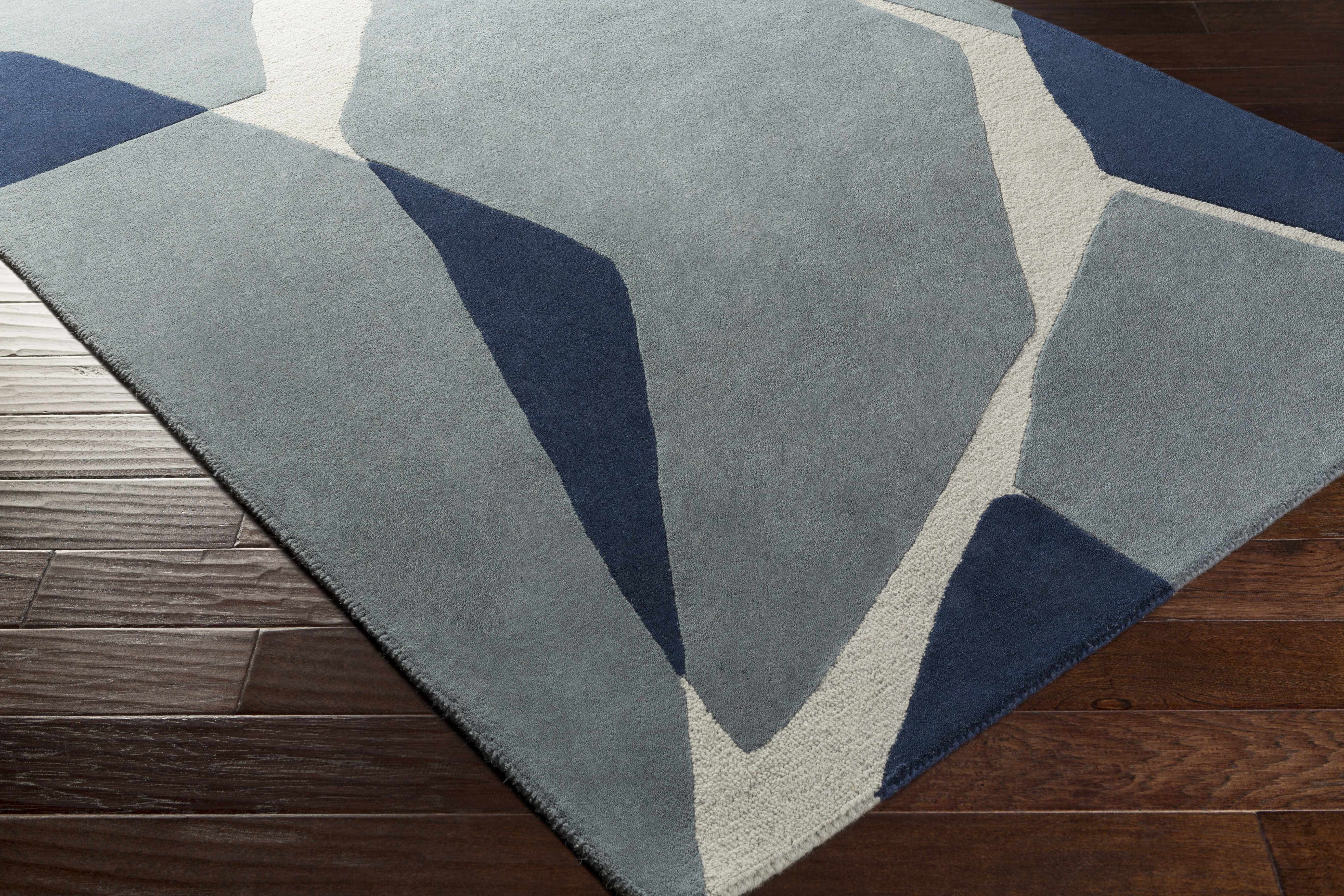 Robbins Modern Blue Wool Rug - Image 6