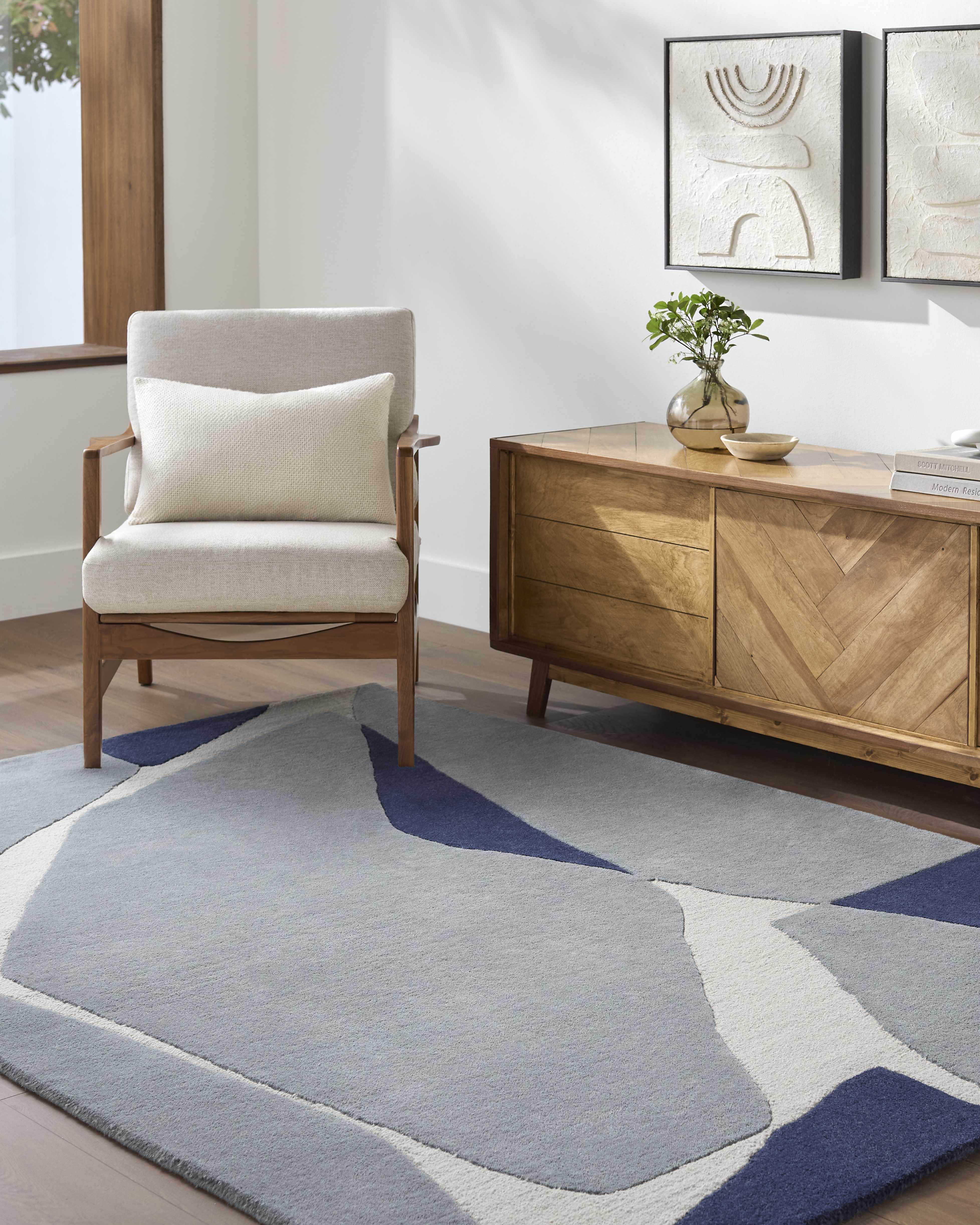 Robbins Modern Blue Wool Rug - Image 8