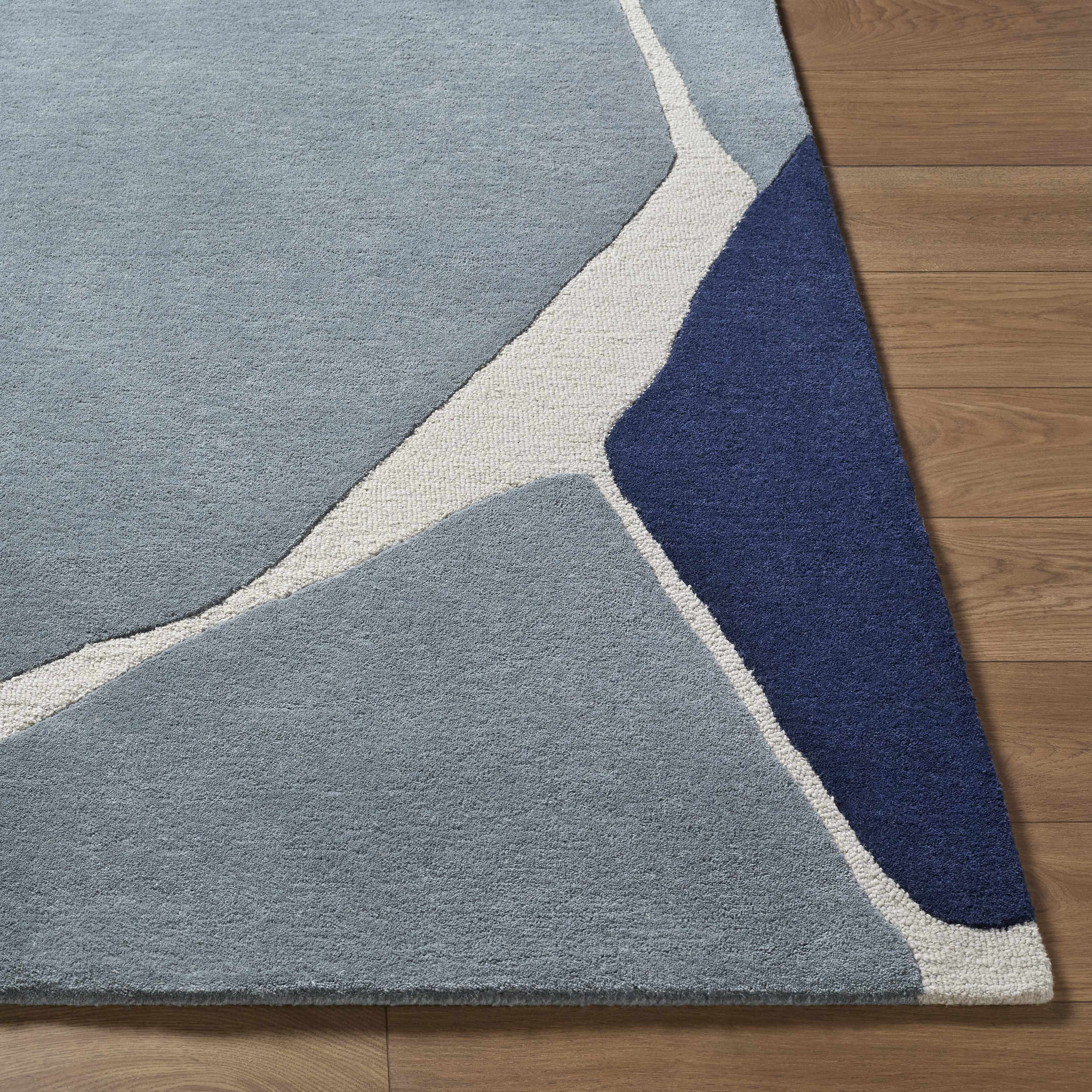 Robbins Modern Blue Wool Rug - Image 9