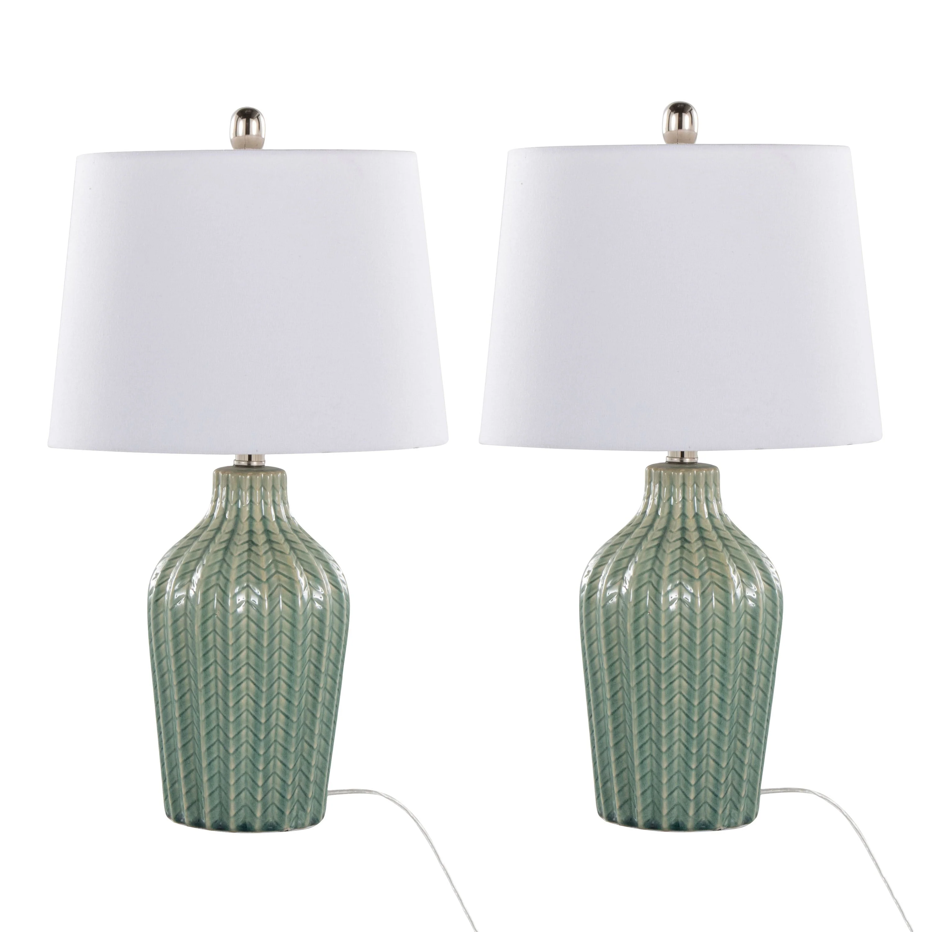 Rockwell 23" Contemporary Ceramic Table Lamps in Sage - Set of 2