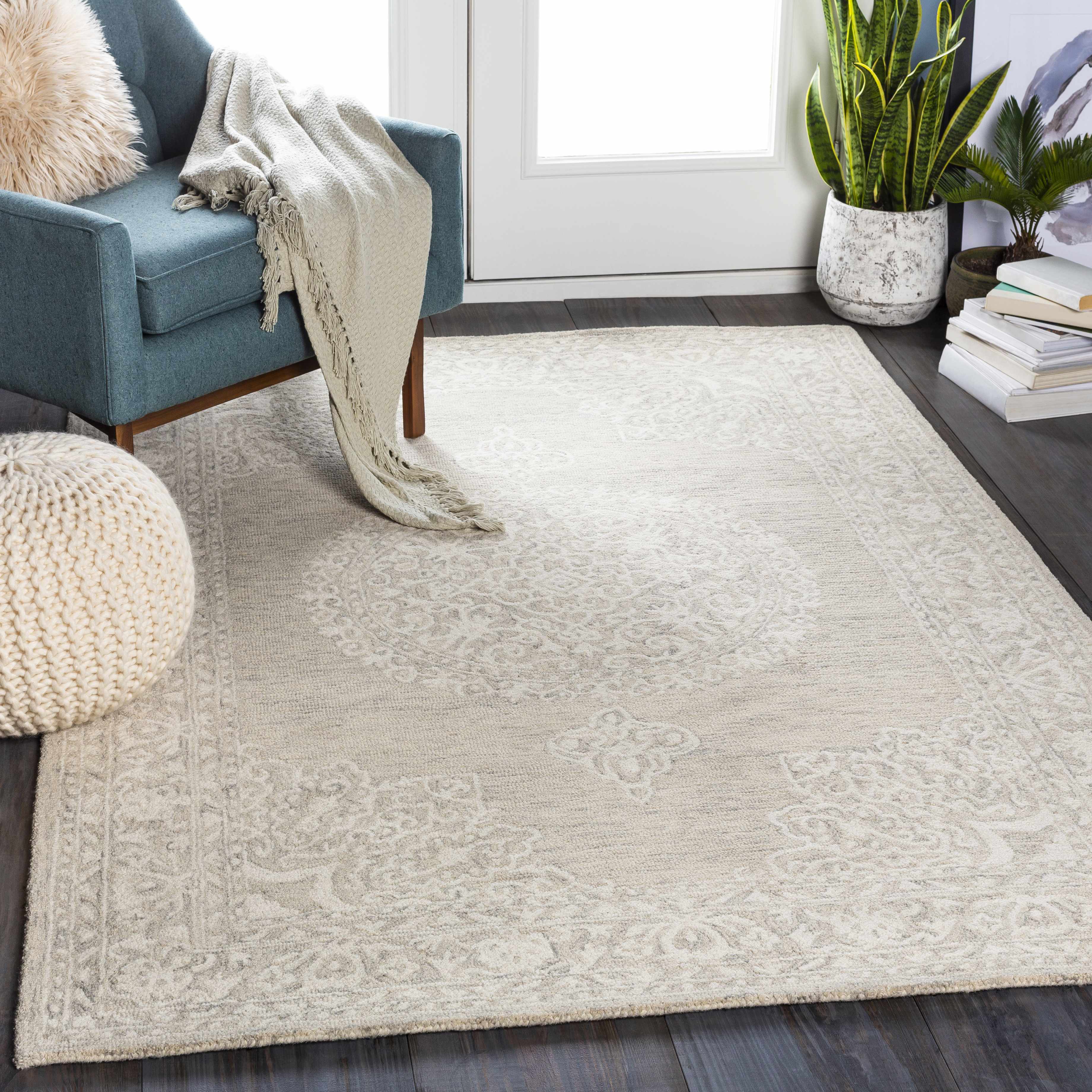 Roessleville Cream Wool Area Rug - Image 2