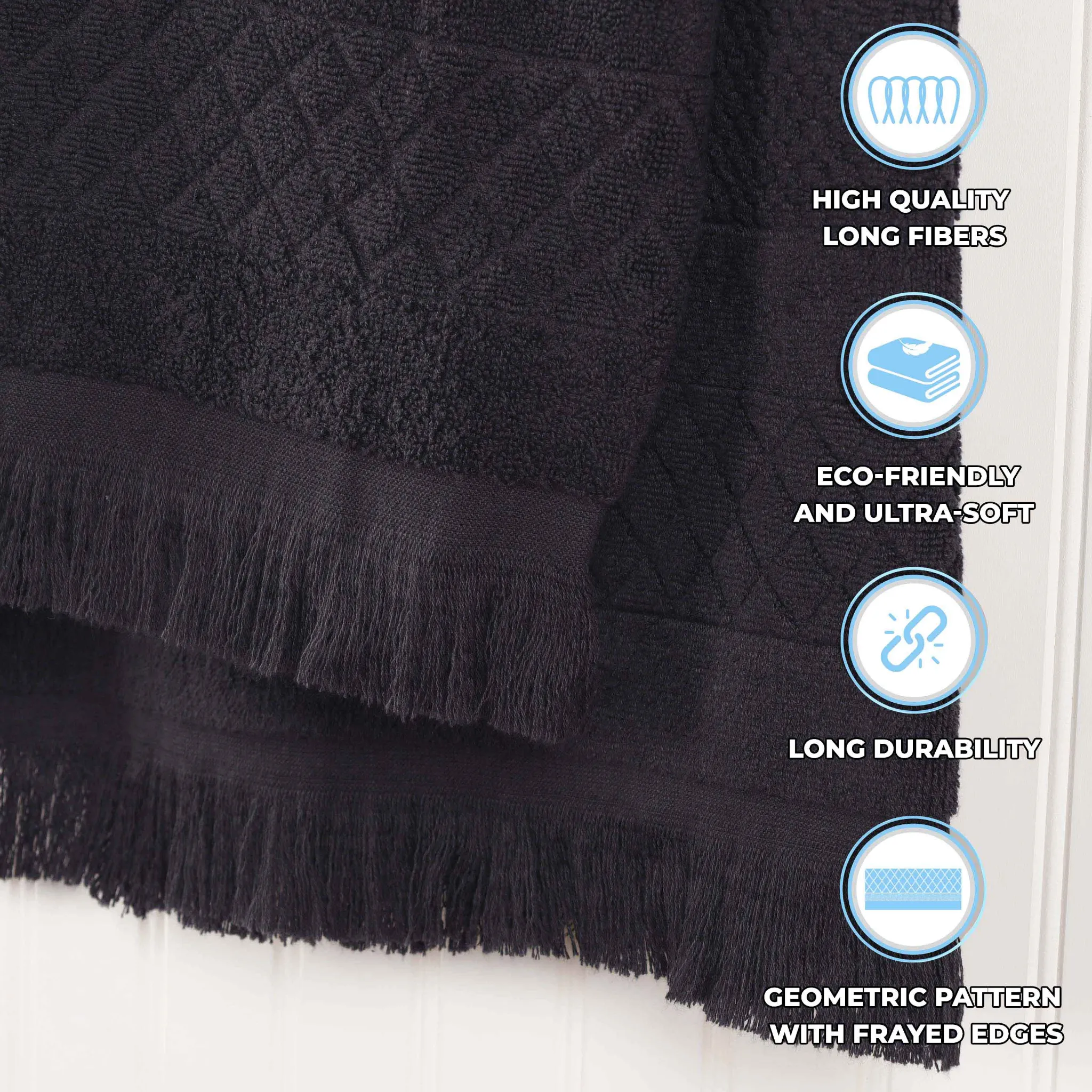Cotton Geometric Jacquard Absorbent Bath Towel Set of 3 - Image 10