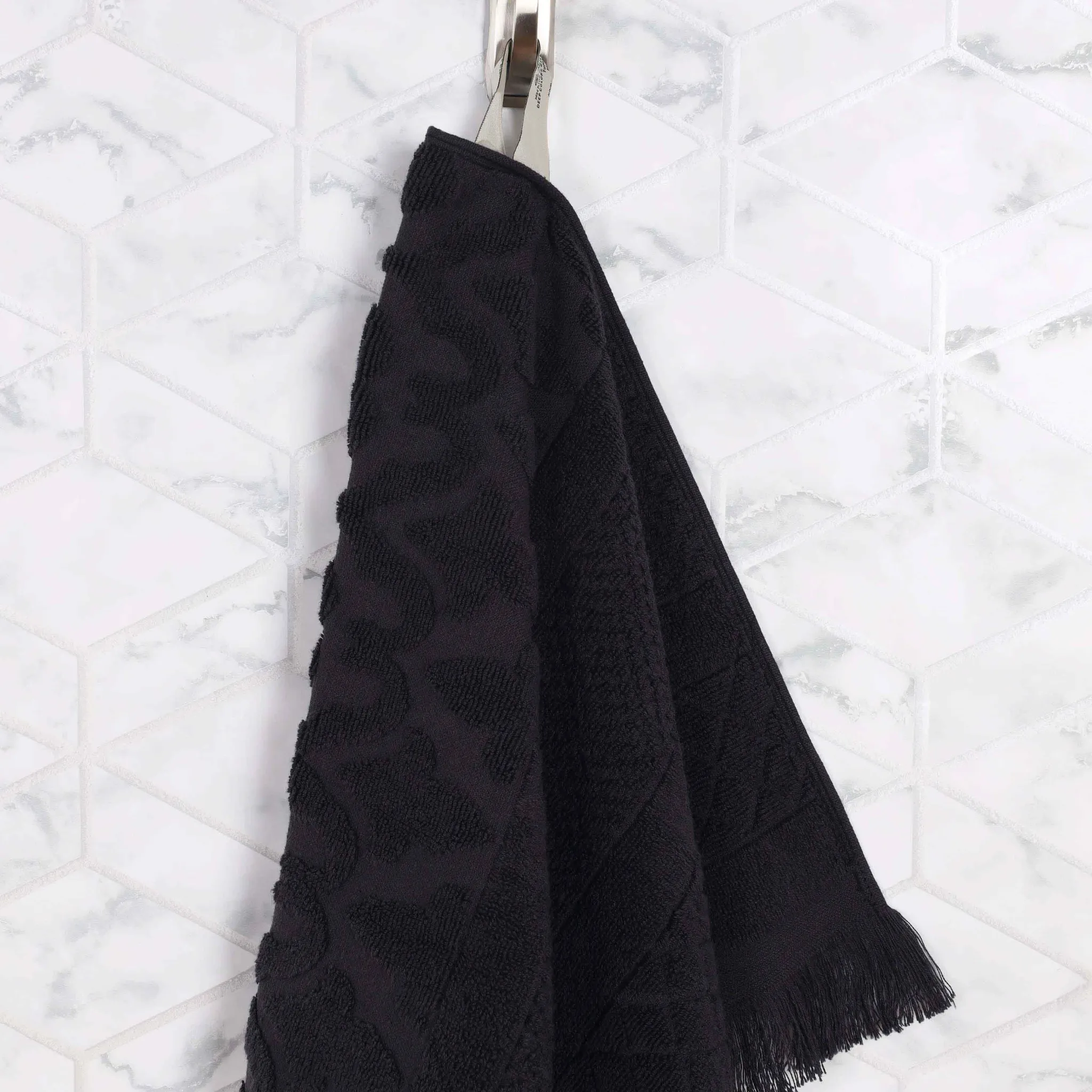 Cotton Geometric Jacquard Absorbent Bath Towel Set of 3 - Image 12