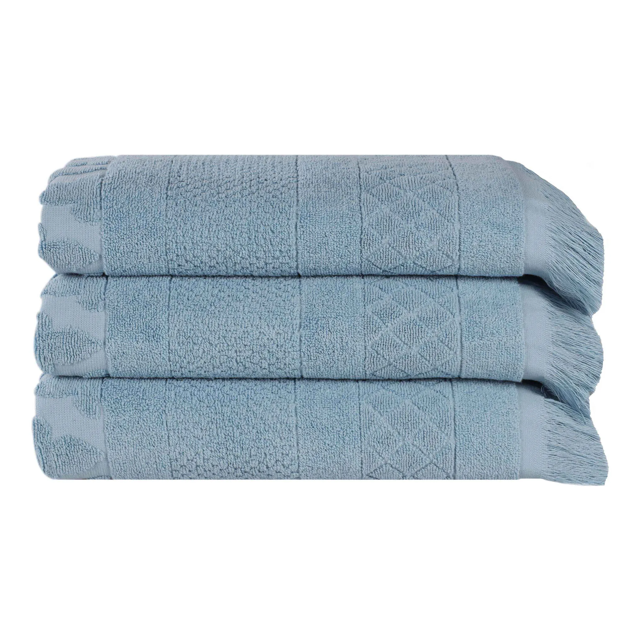 Cotton Geometric Jacquard Absorbent Bath Towel Set of 3 - Image 14