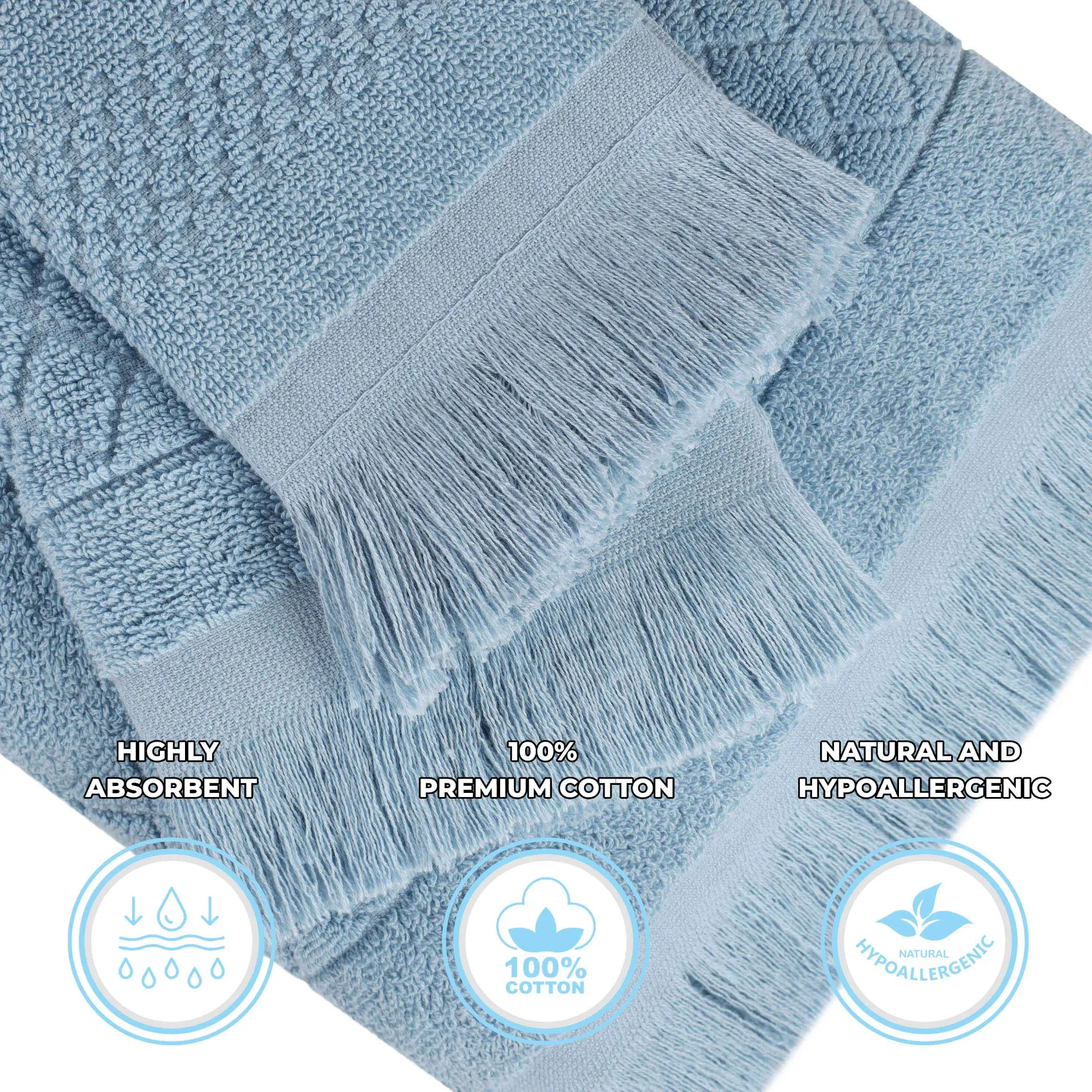 Cotton Geometric Jacquard Absorbent Bath Towel Set of 3 - Image 15
