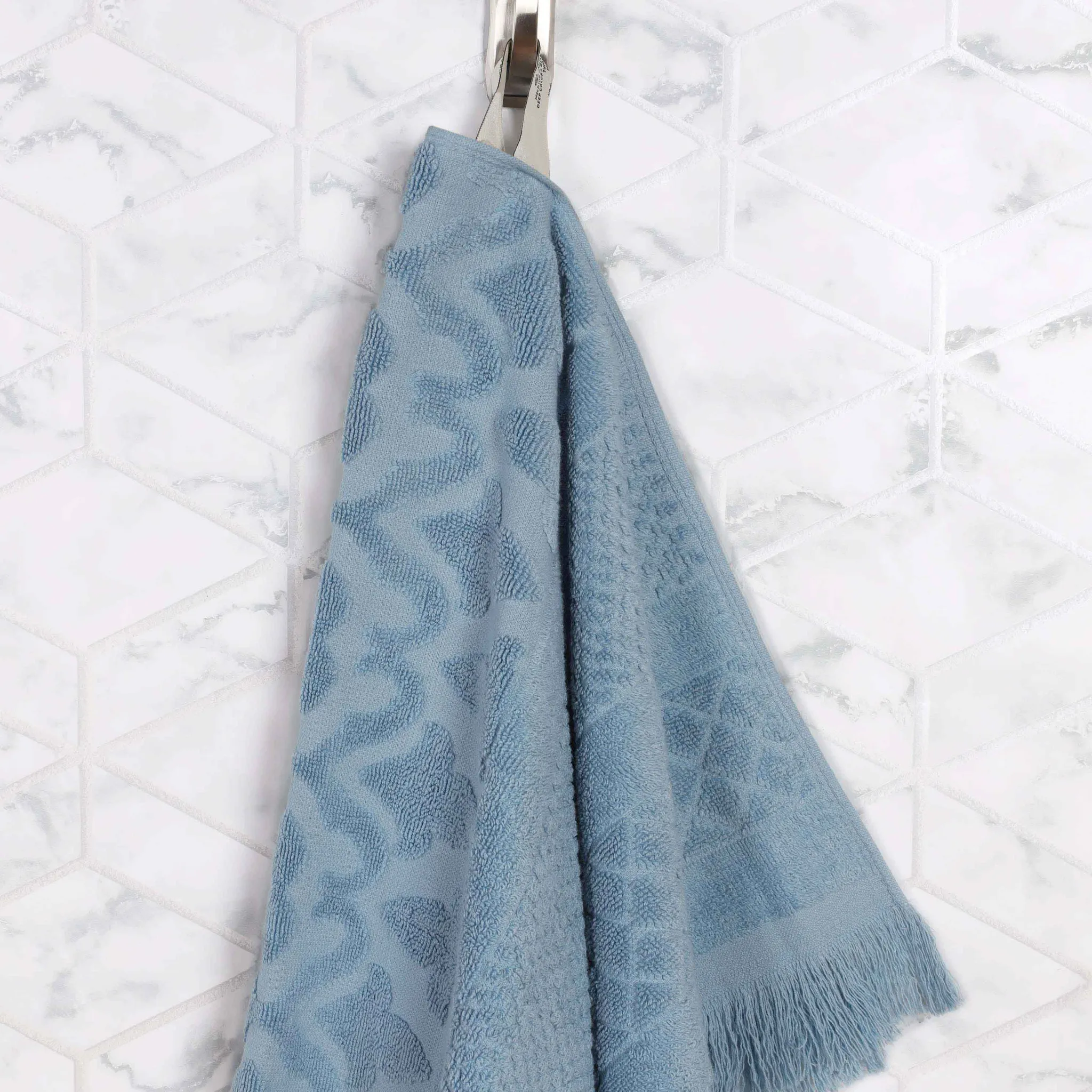 Cotton Geometric Jacquard Absorbent Bath Towel Set of 3 - Image 18
